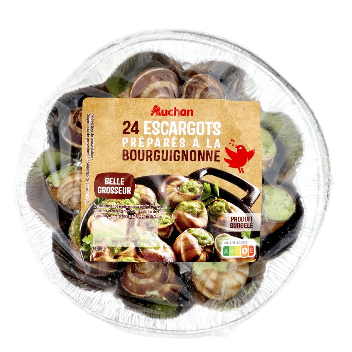 AUCHAN Escargot gros calibre recette Bourguignonne 24 pièces 178g