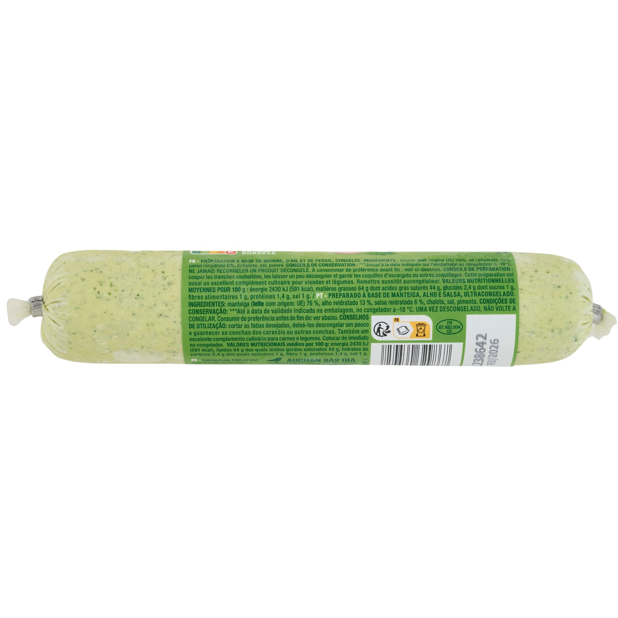 Voir la diapositive 2 : AUCHAN Beurre d'escargot ail et fines herbes 250g