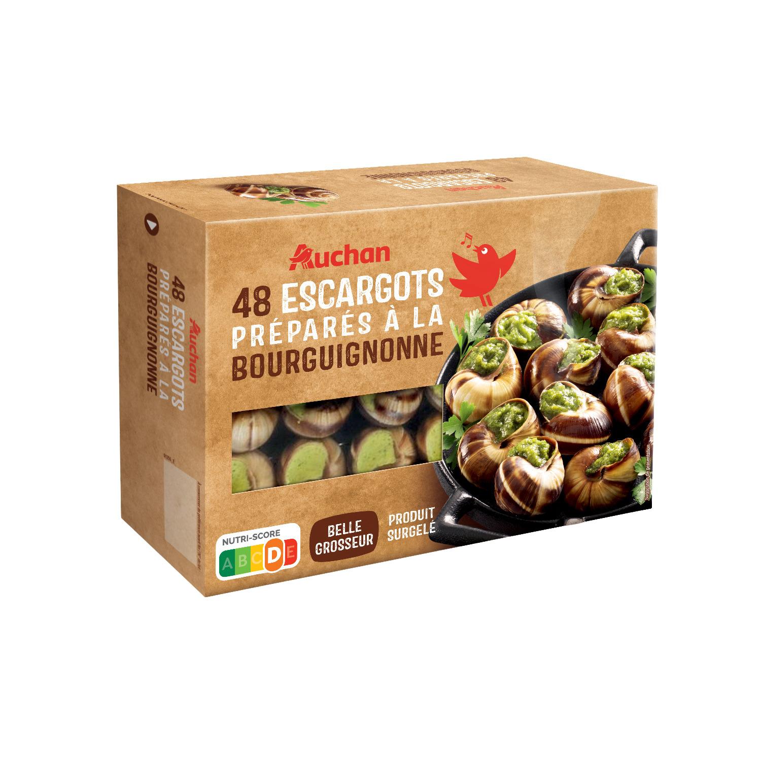 Voir la diapositive 2 : AUCHAN Escargots préparés à la Bourguignonne 48 pièces 355g
