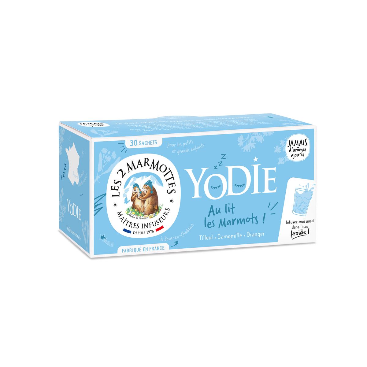LES 2 MARMOTTES Infusion enfant yodie tilleul, camomille, oranger 30 sachets 46g