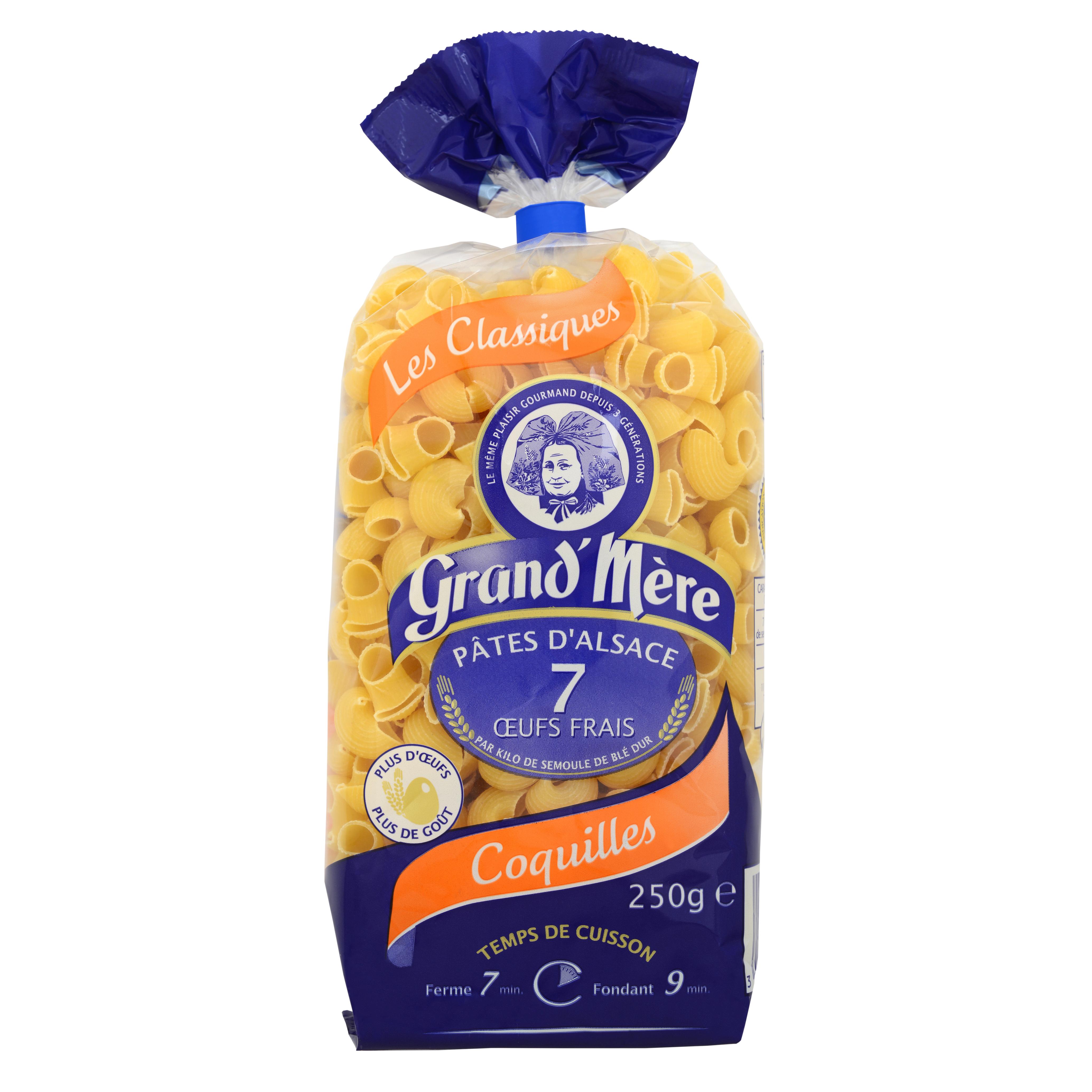 Voir la diapositive 2 : GRAND'MERE Pâtes d'Alsace coquilles aux œufs frais IGP 250g