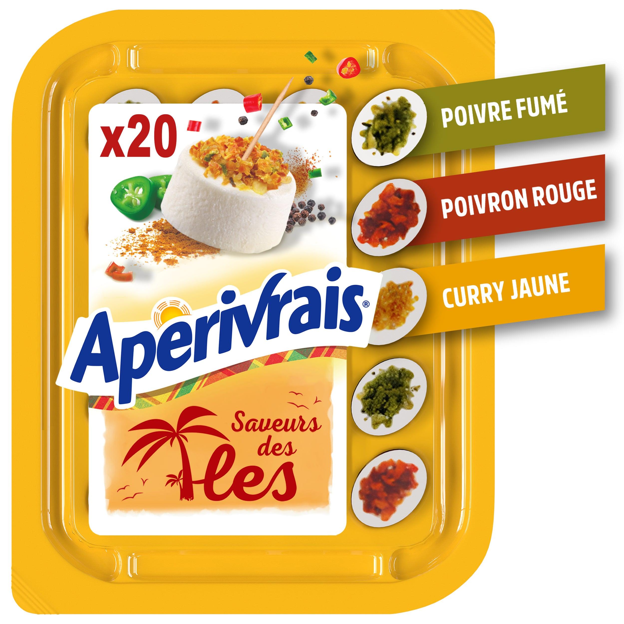 Voir la diapositive 2 : APERIVRAIS Bouchées de fromage saveurs ail et thym et poivrons rouges 100g