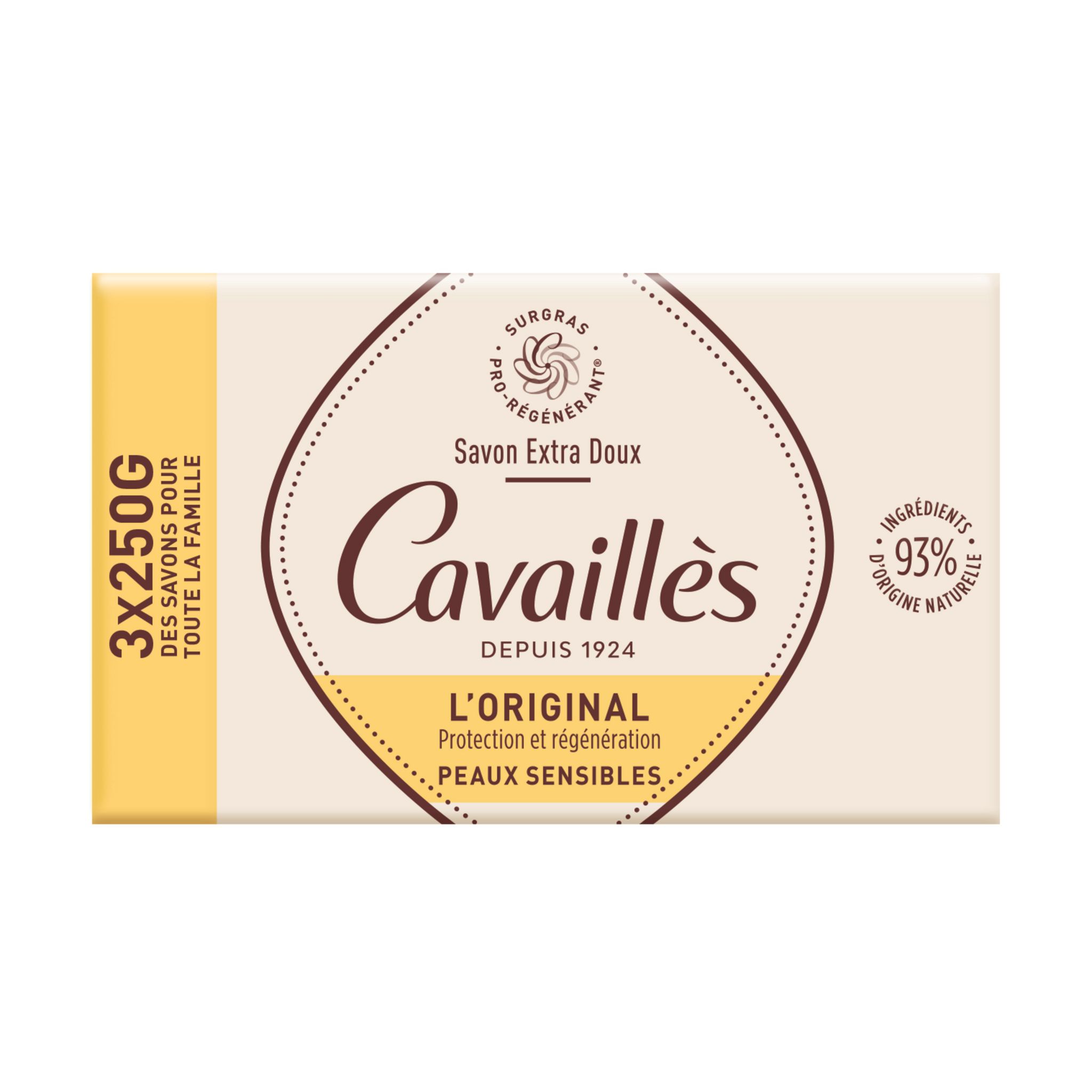 ROGE CAVAILLES Savon extra doux l'original pour peaux sensibles 3x250g