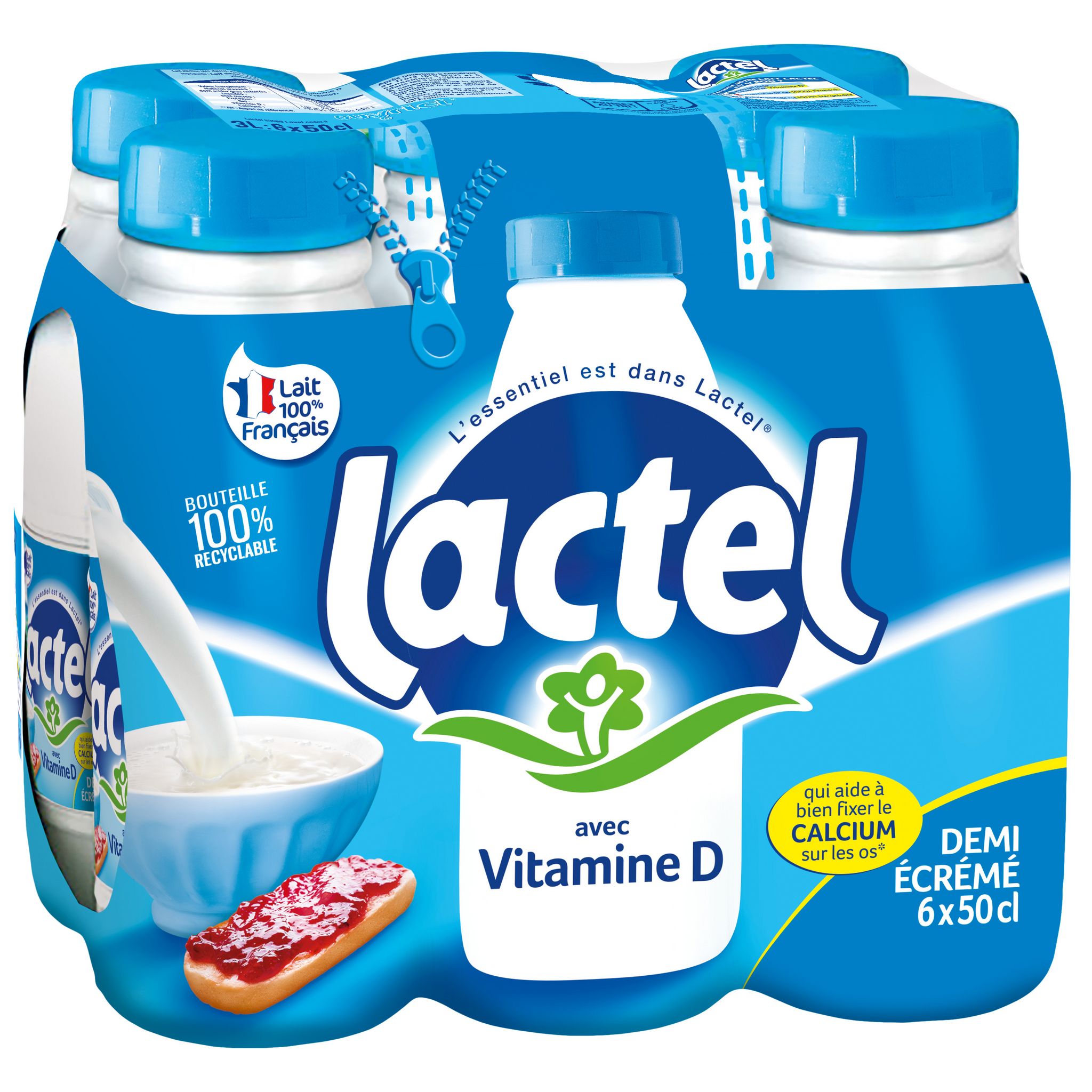 Voir la diapositive 3 : LACTEL Lait demi-écrémé UHT 6x50cl