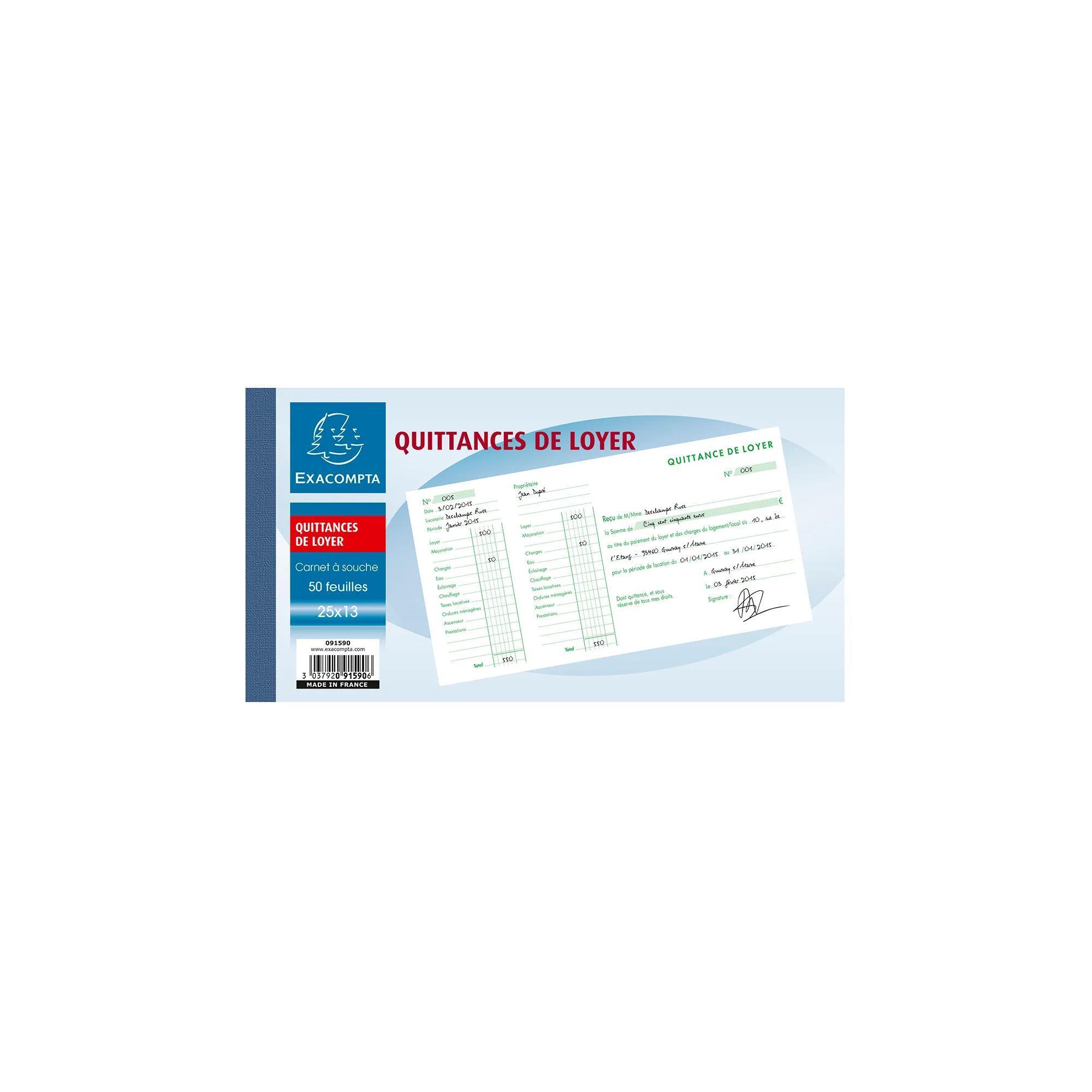 EXACOMPTA Carnet quittances de loyer - 50 feuilles