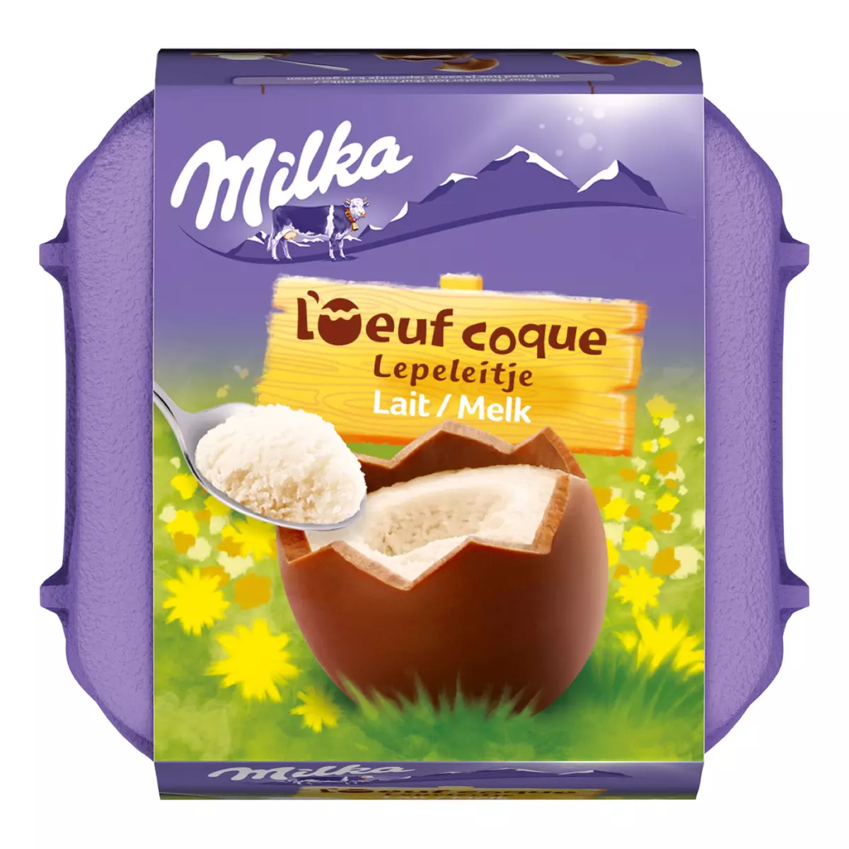 MILKA Œuf coque chocolat au lait fourré crème confiseur 4 pièces  136g