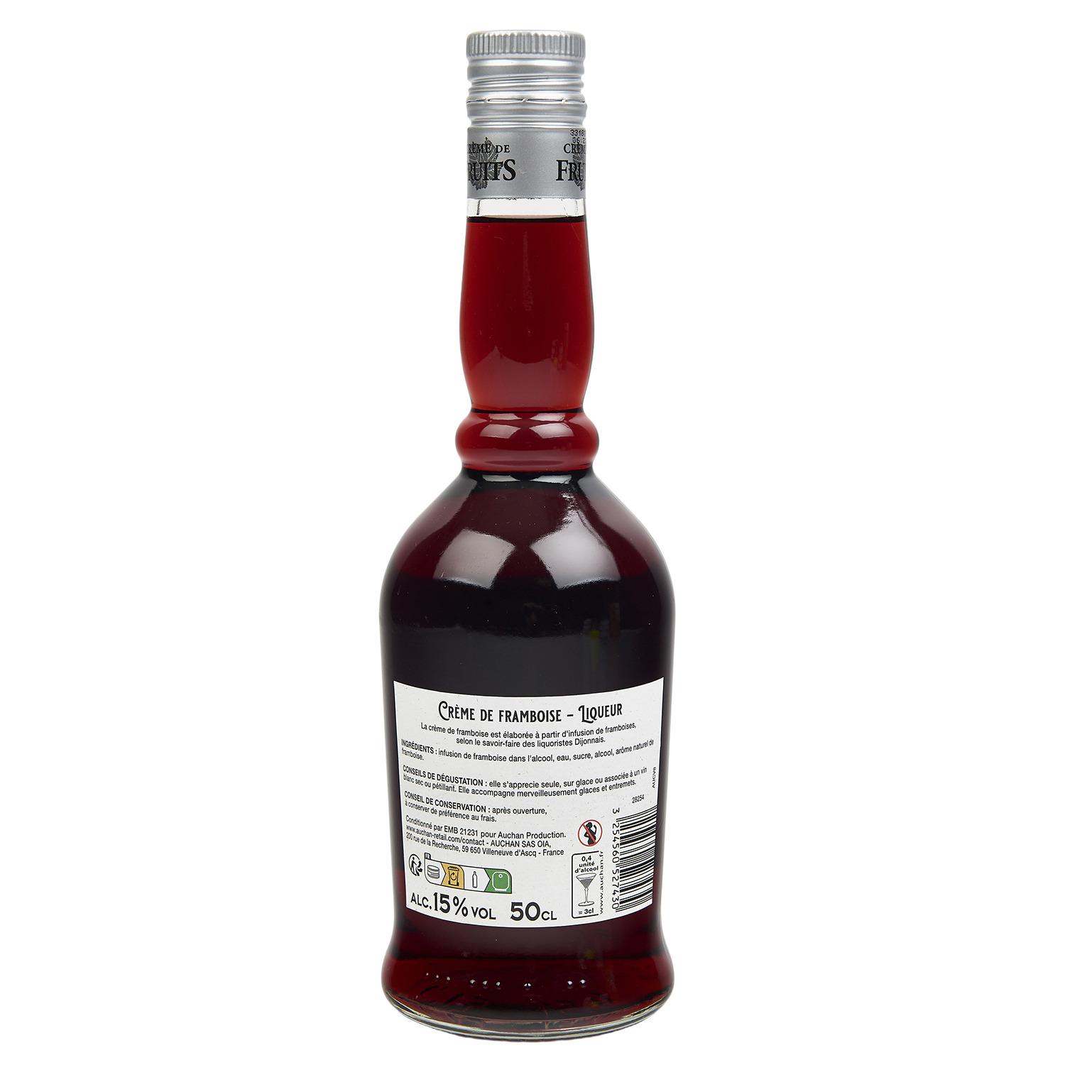 Voir la diapositive 2 : AUCHAN Crème de framboise 15% 50cl