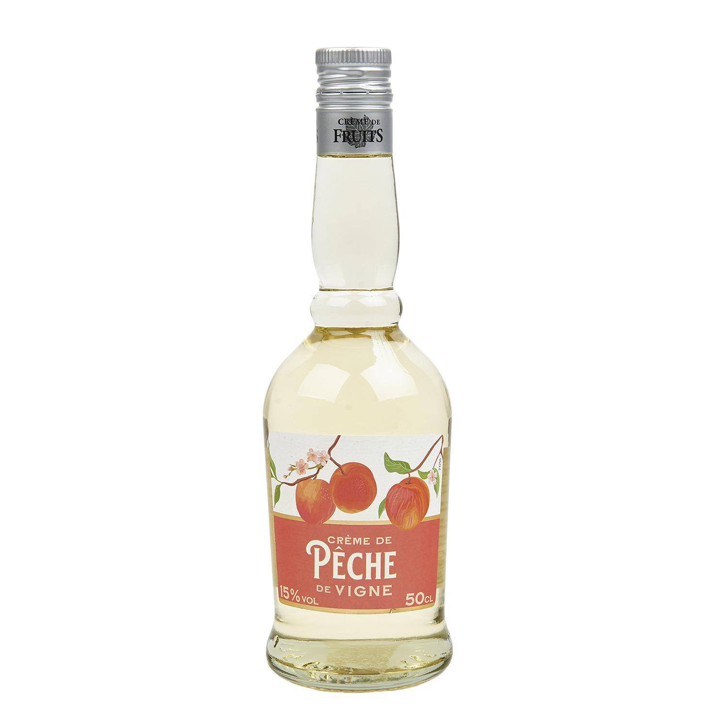 Voir la diapositive 2 : AUCHAN Crème de pêche 15% 50cl
