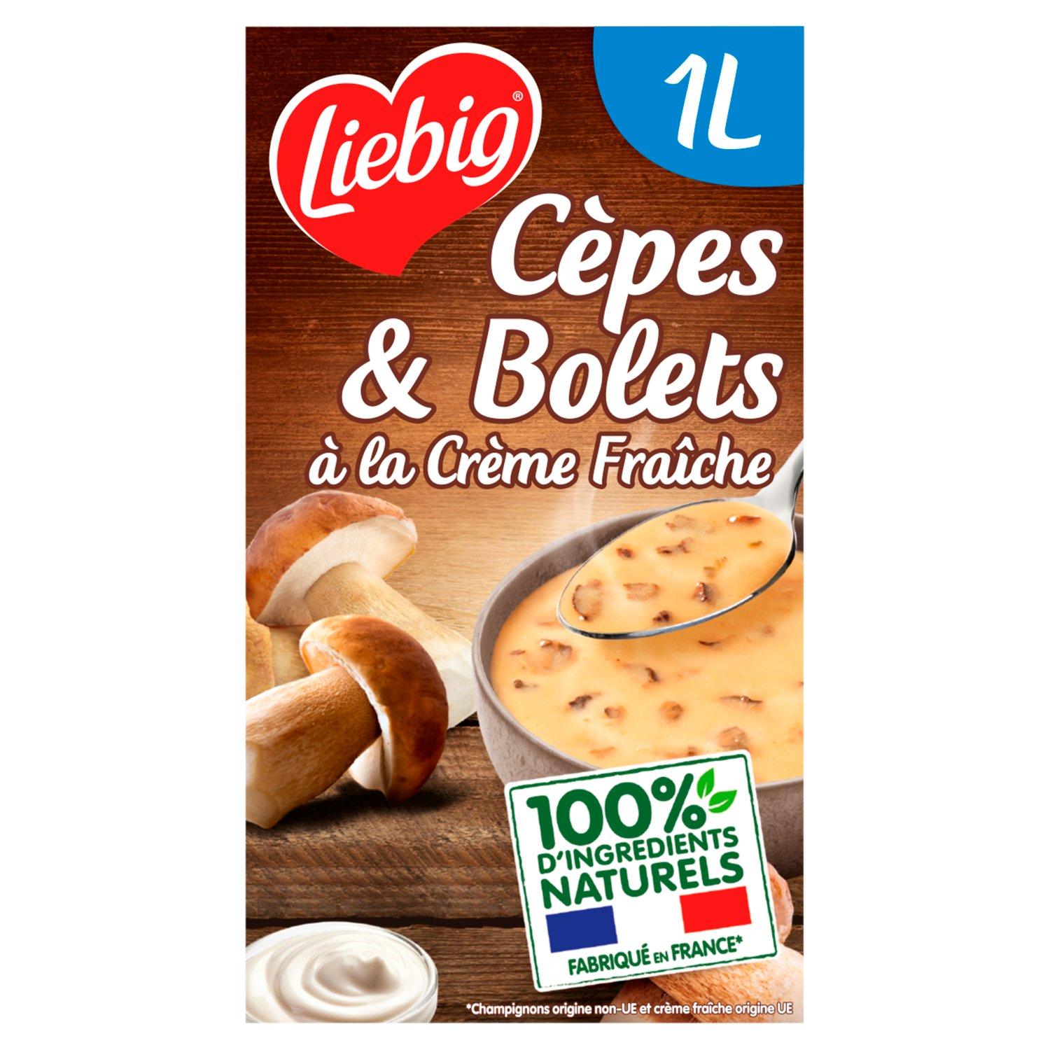 Voir la diapositive 2 : LIEBIG Soupe aux cèpes et bolets à la crème fraîche 4 personnes 1l