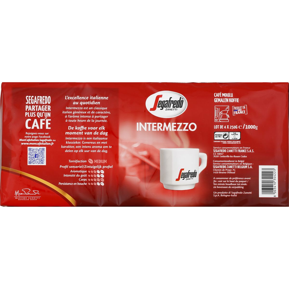 SEGAFREDO Café moulu 4x250g