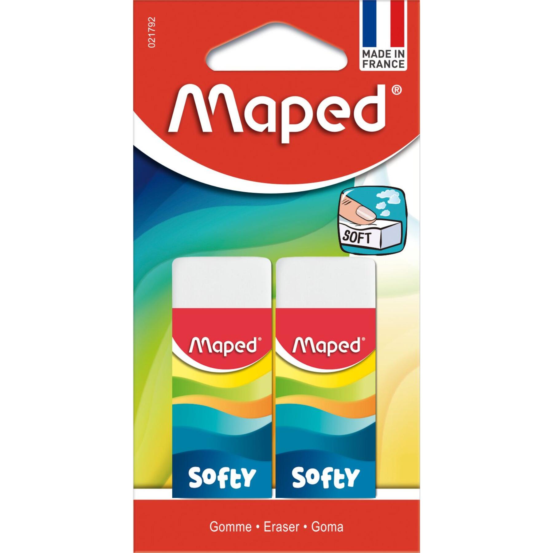 MAPED Lot de 2 gommes blanches Softy