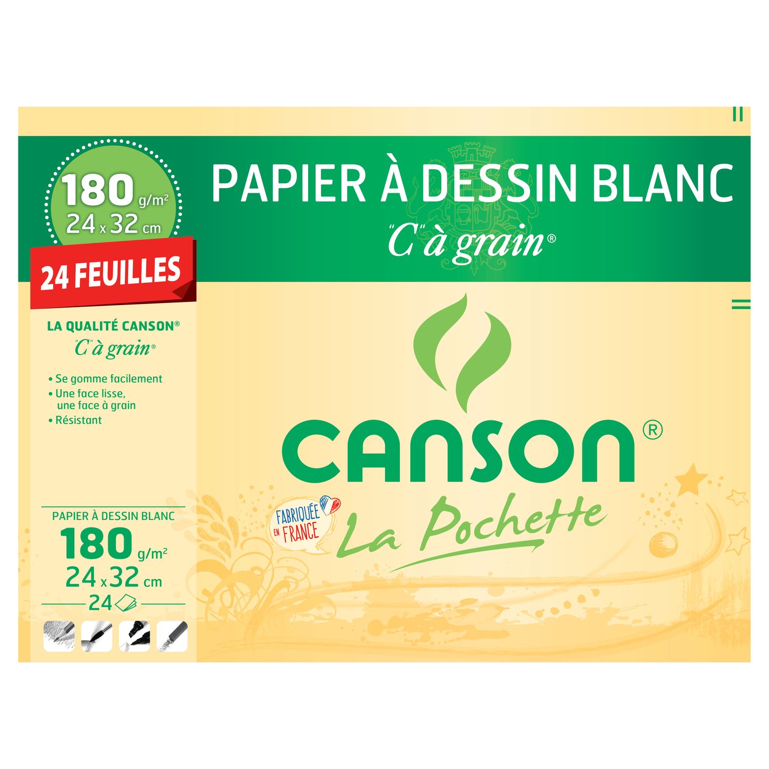 Voir la diapositive 2 : CANSON Feuilles de canson 24x32cm à grain