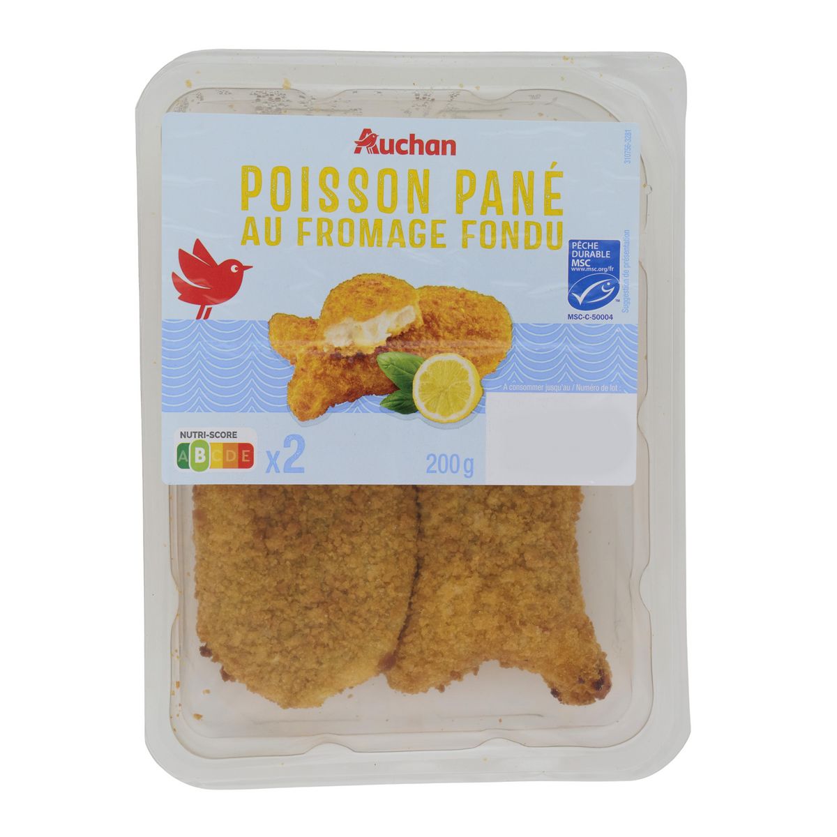 AUCHAN Poissons MSC au fromage fondu 2 pièces 200g