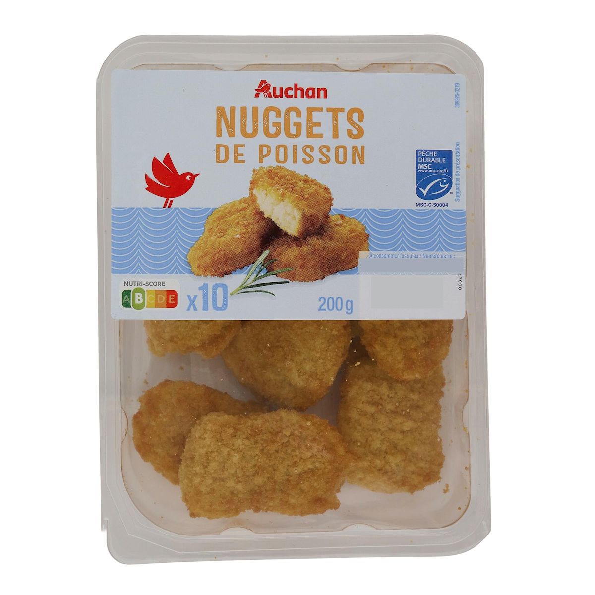 AUCHAN Nuggets de poisson 10 pièces 200g