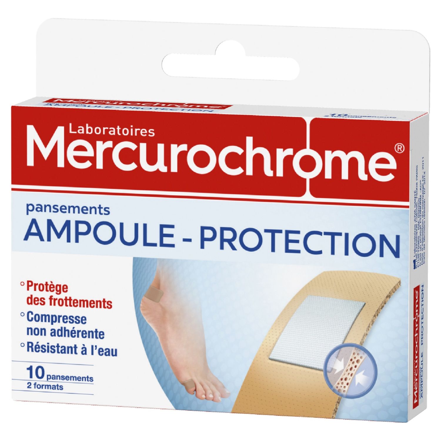 Voir la diapositive 2 : MERCUROCHROME Pansements ampoules 2 tailles 10 pansements