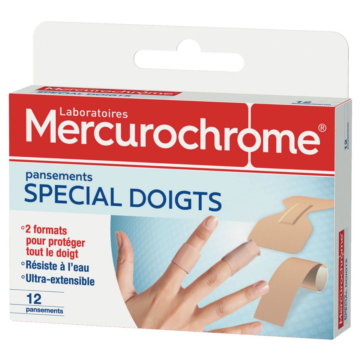 MERCUROCHROME Pansements spécial doigts 2 tailles 12 pansements