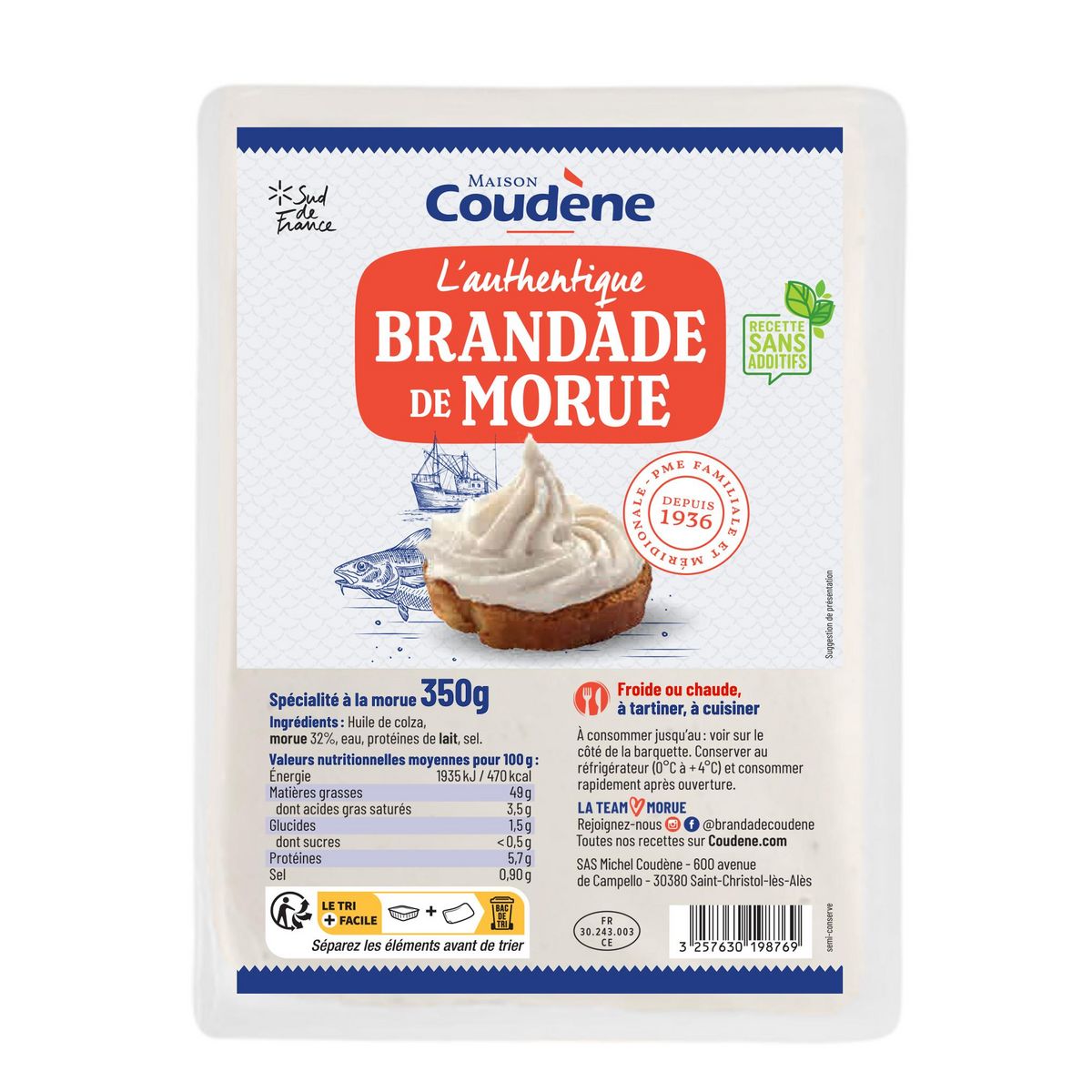 COUDENE Brandade de morue 350g