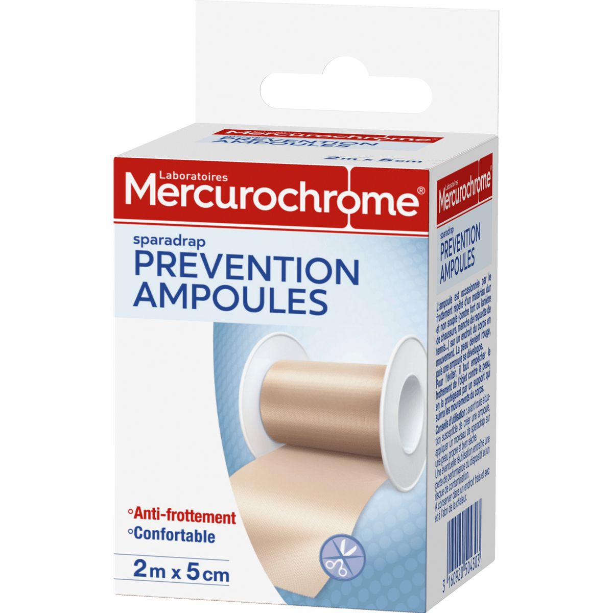 MERCUROCHROME Sparadrap prévention ampoules 2mx5cm 2mx5cm 1 rouleau