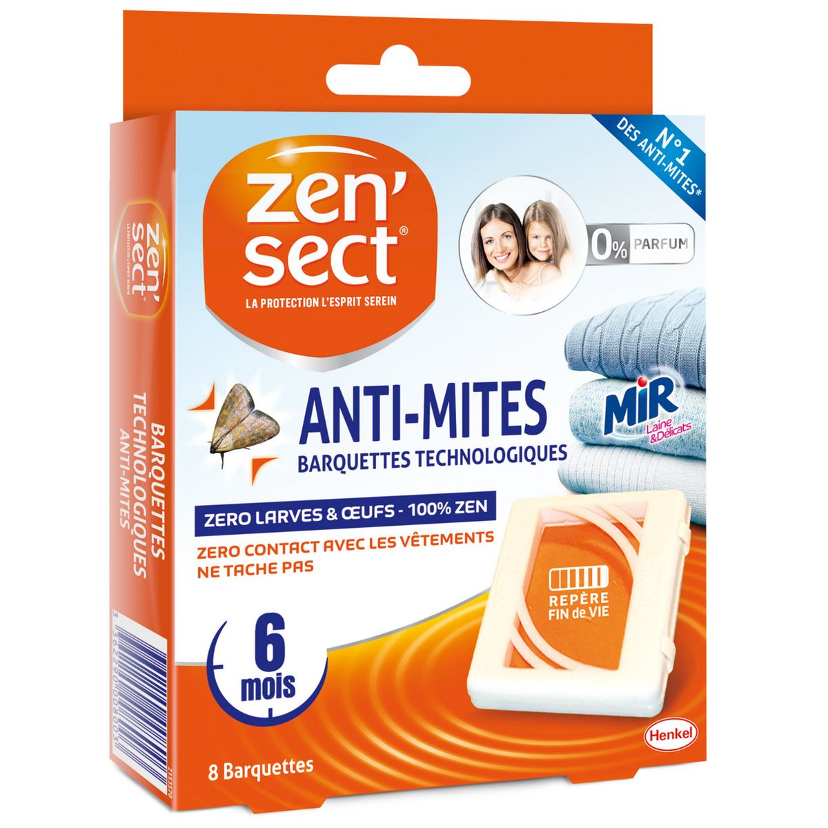 ZENSECT Barquettes technologiques anti-mites larves & œufs 8x6 mois 8 barquettes