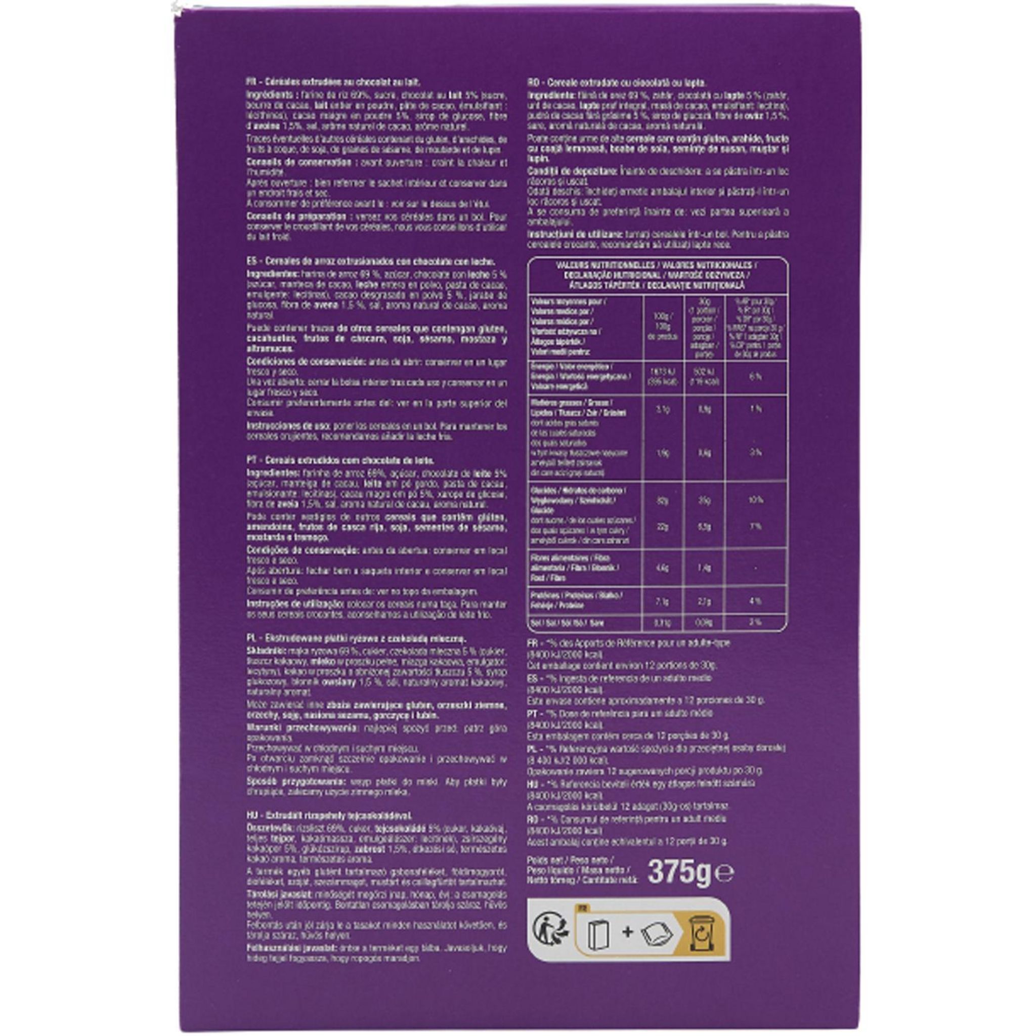 Voir la diapositive 3 : AUCHAN CocoCrack Céréales soufflées au chocolat 375g