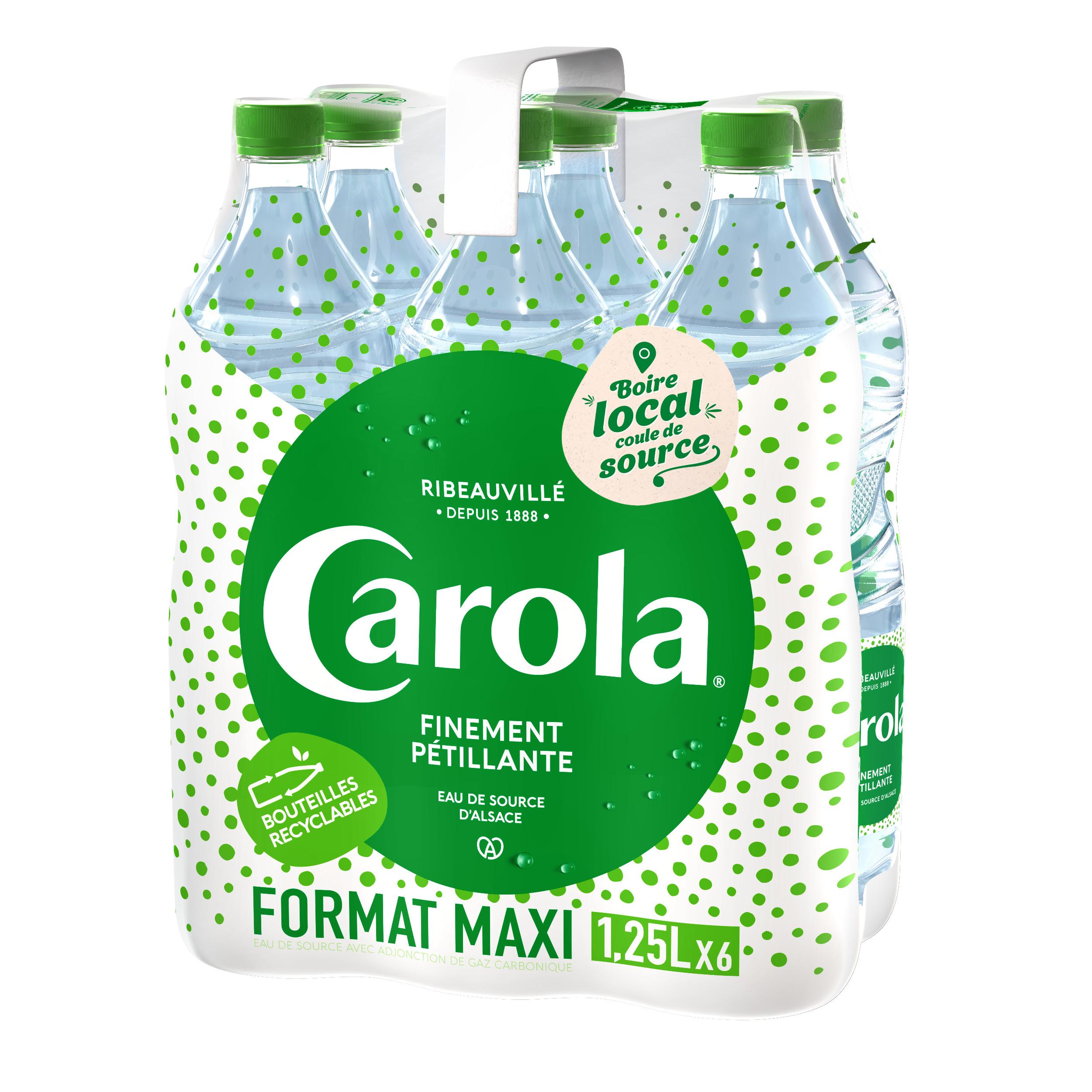 Voir la diapositive 2 : CAROLA Eau de source d'Alsace verte finement pétillante 6x1,25l