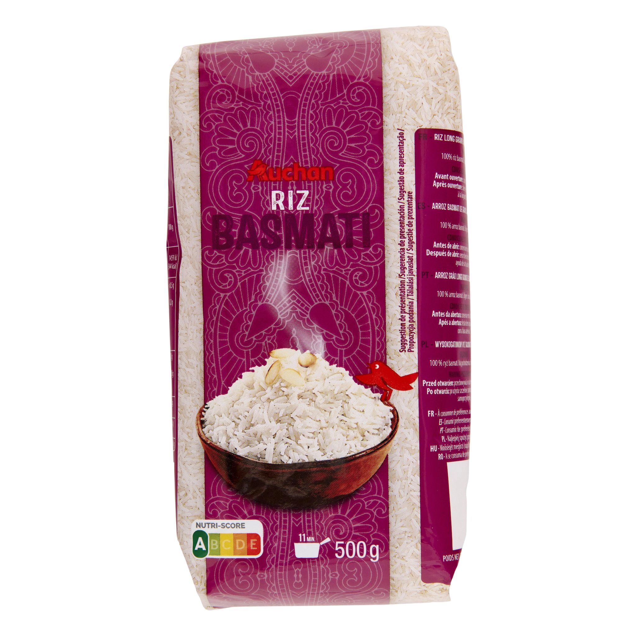 Voir la diapositive 3 : AUCHAN Riz basmati prêt en 11 min 500g