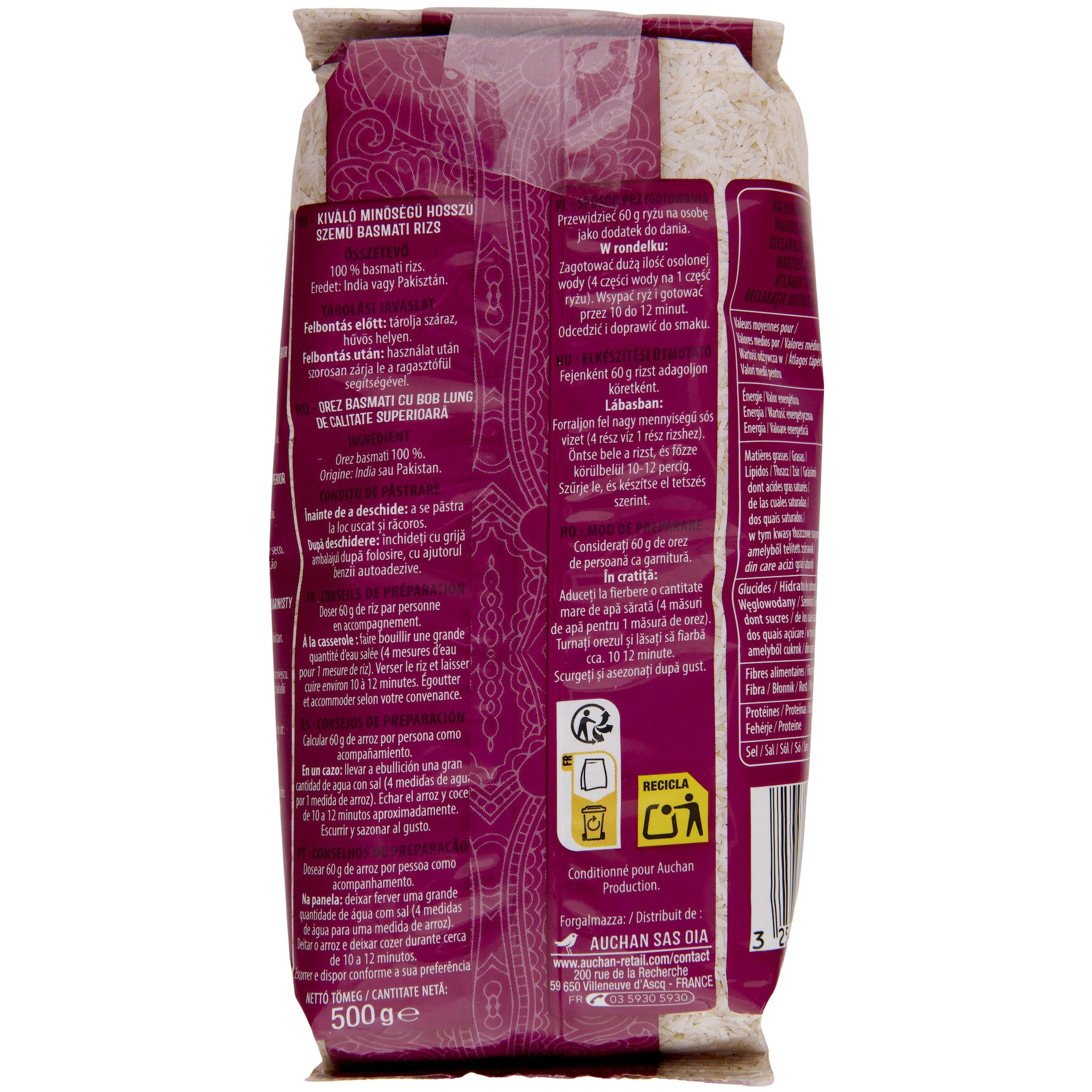Voir la diapositive 5 : AUCHAN Riz basmati prêt en 11 min 500g