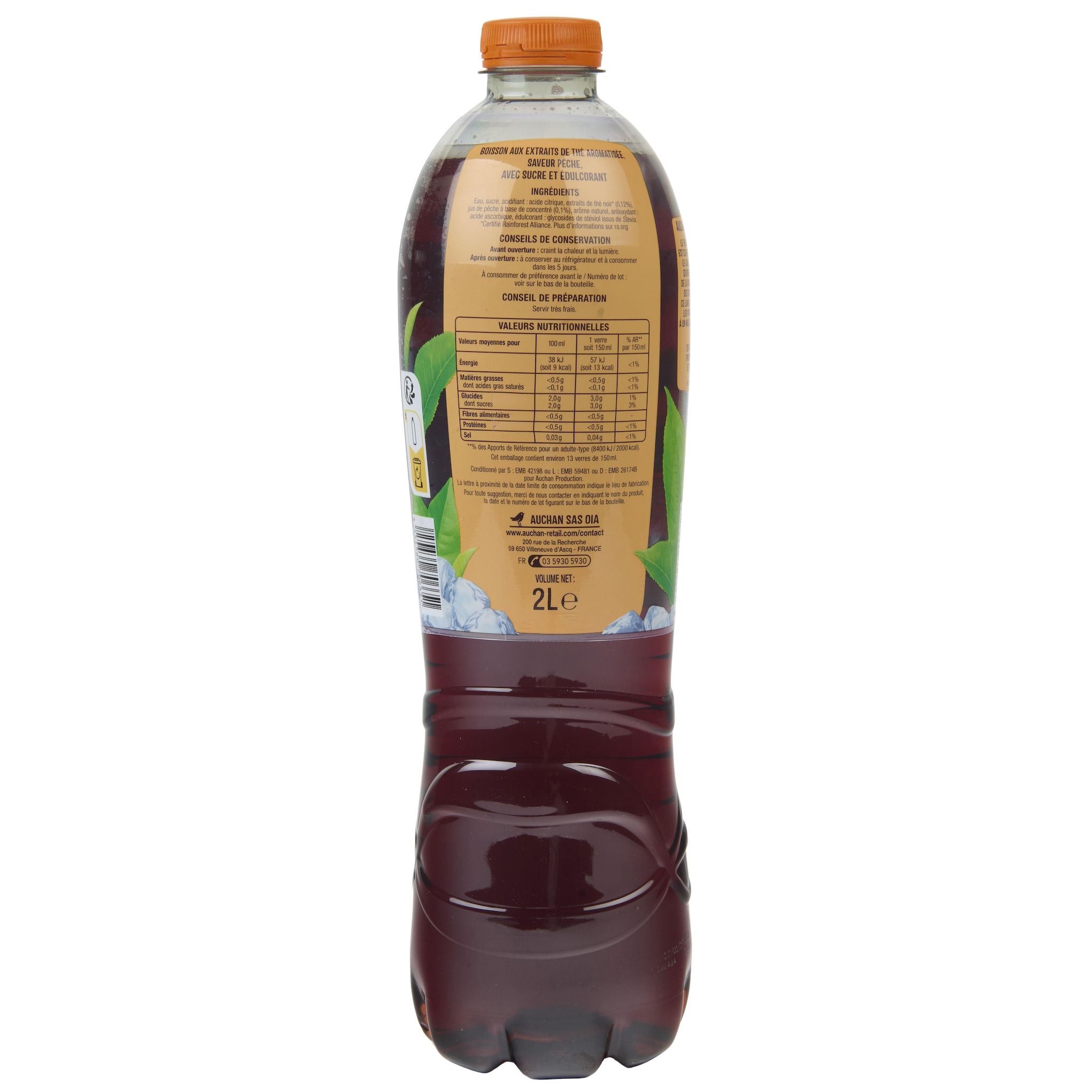 Voir la diapositive 2 : AUCHAN Thé glacé à la pêche 2l