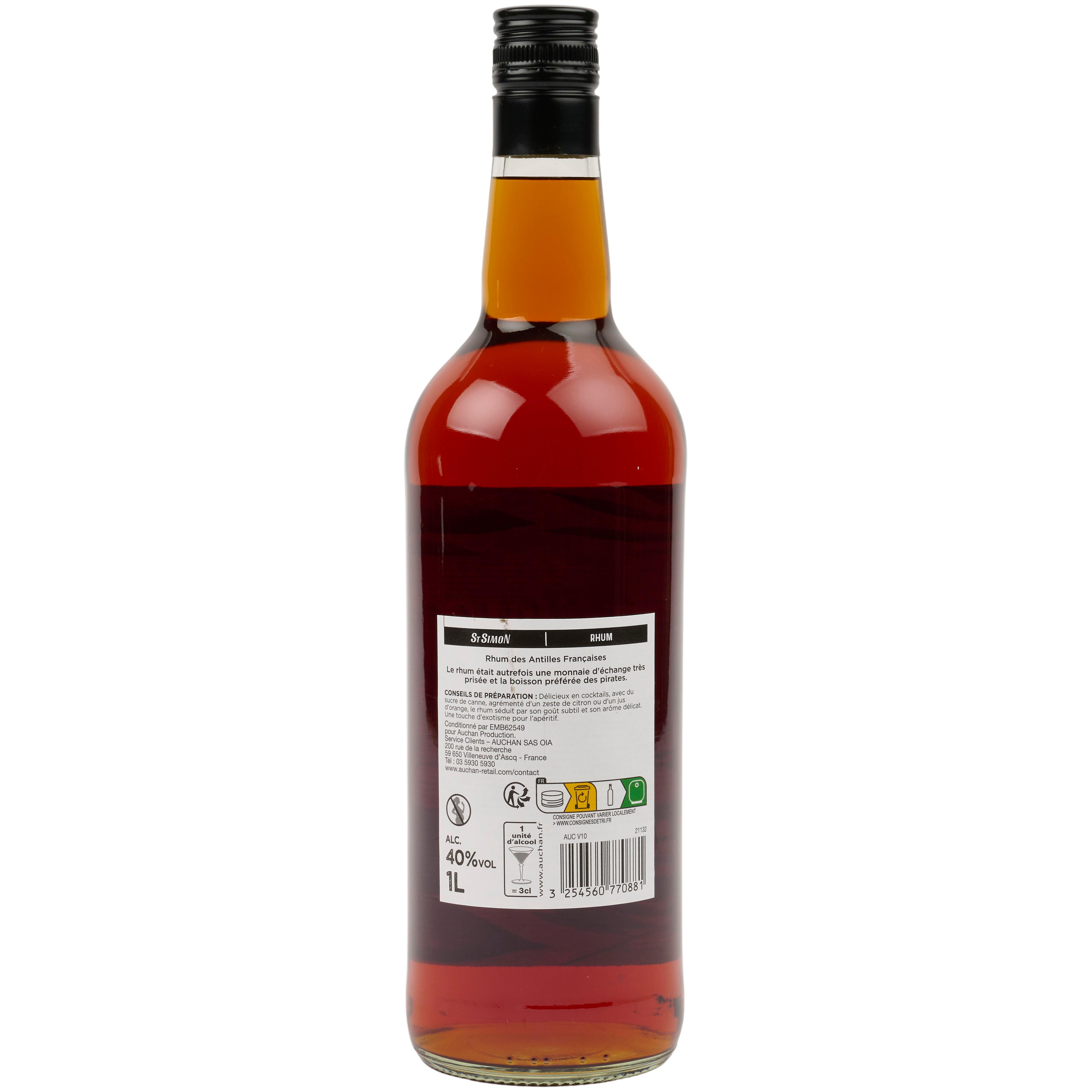 Voir la diapositive 2 : ST SIMON Rhum ambré 40% 1l