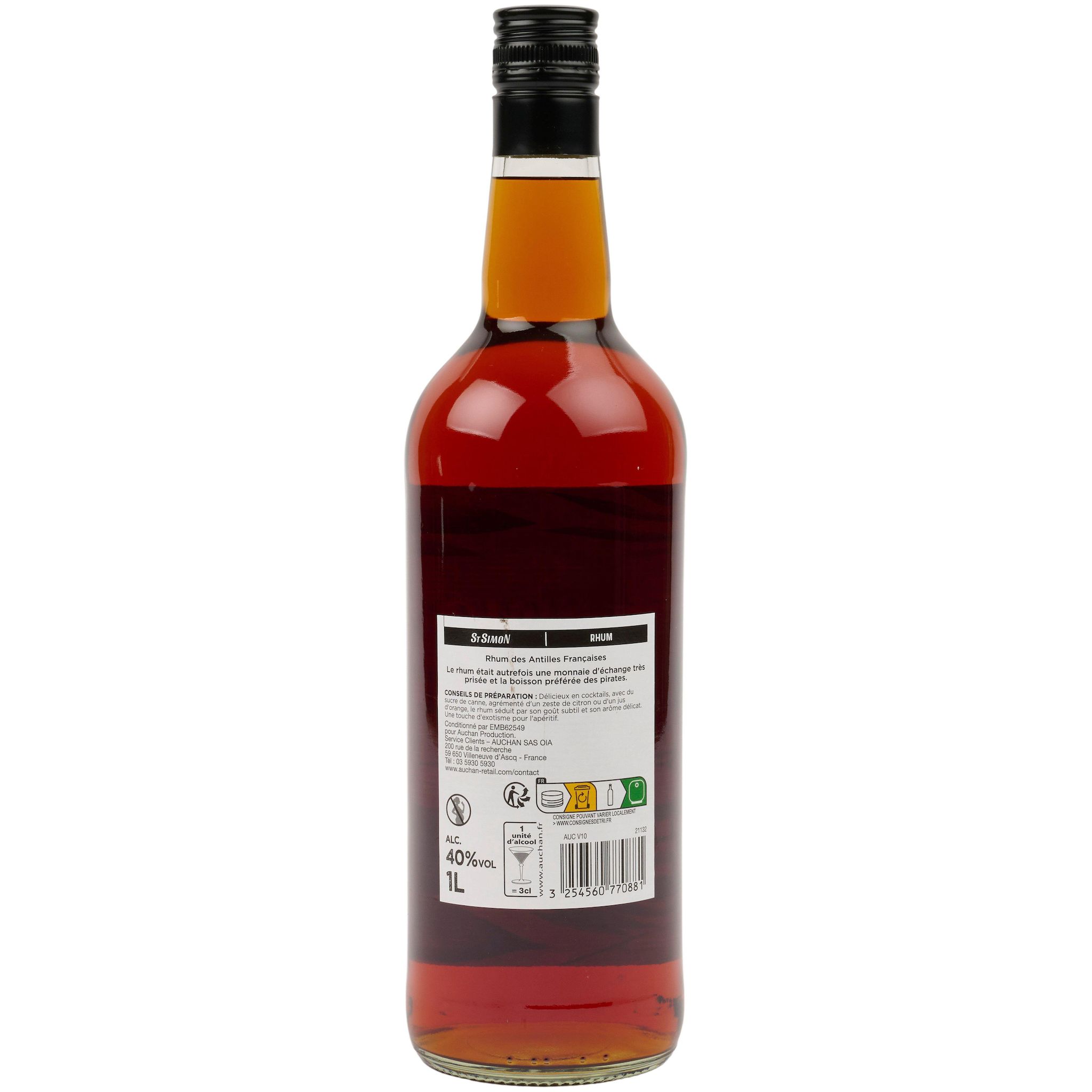 Voir la diapositive 3 : ST SIMON Rhum ambré 40% 1l