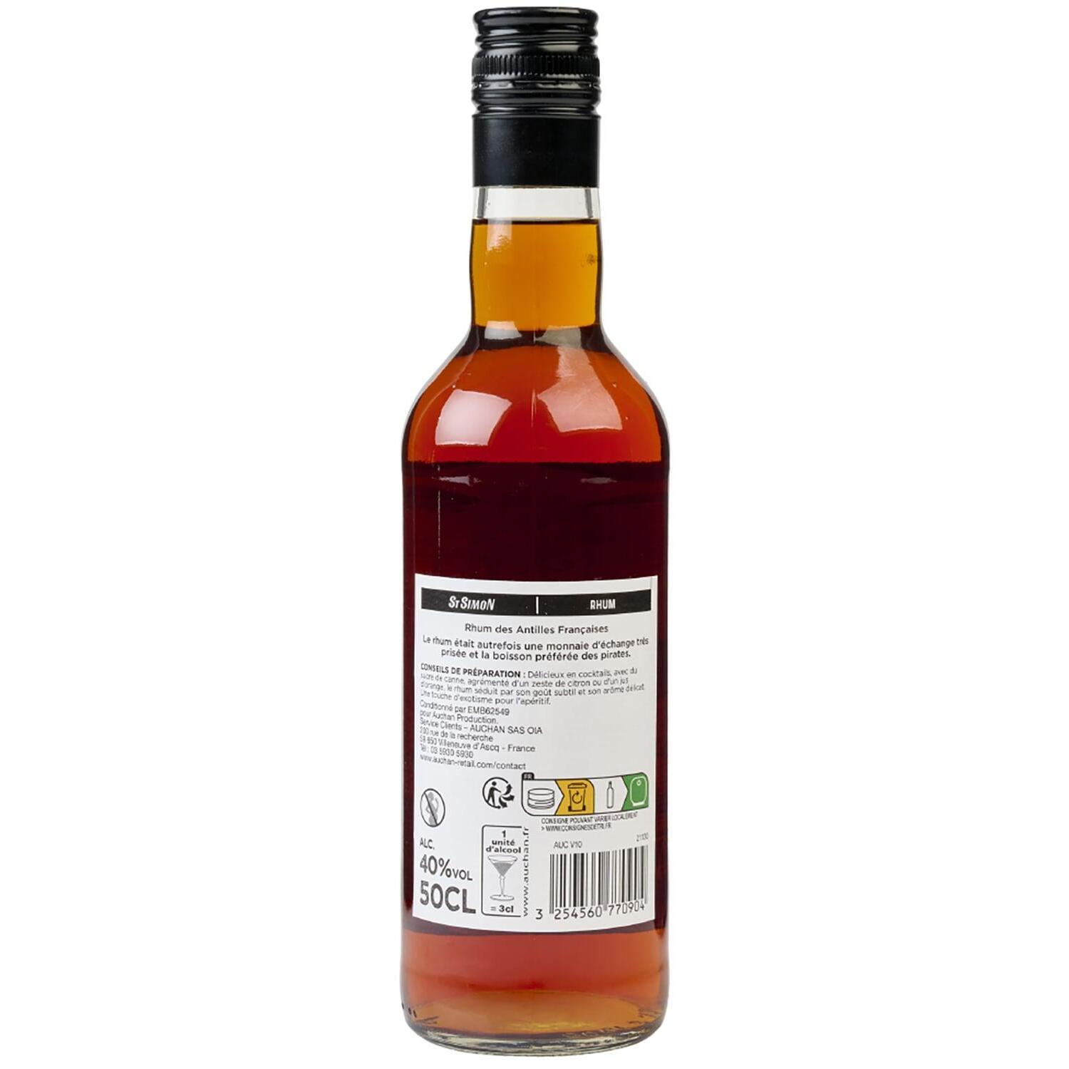Voir la diapositive 3 : ST SIMON Rhum ambré 40% 50cl