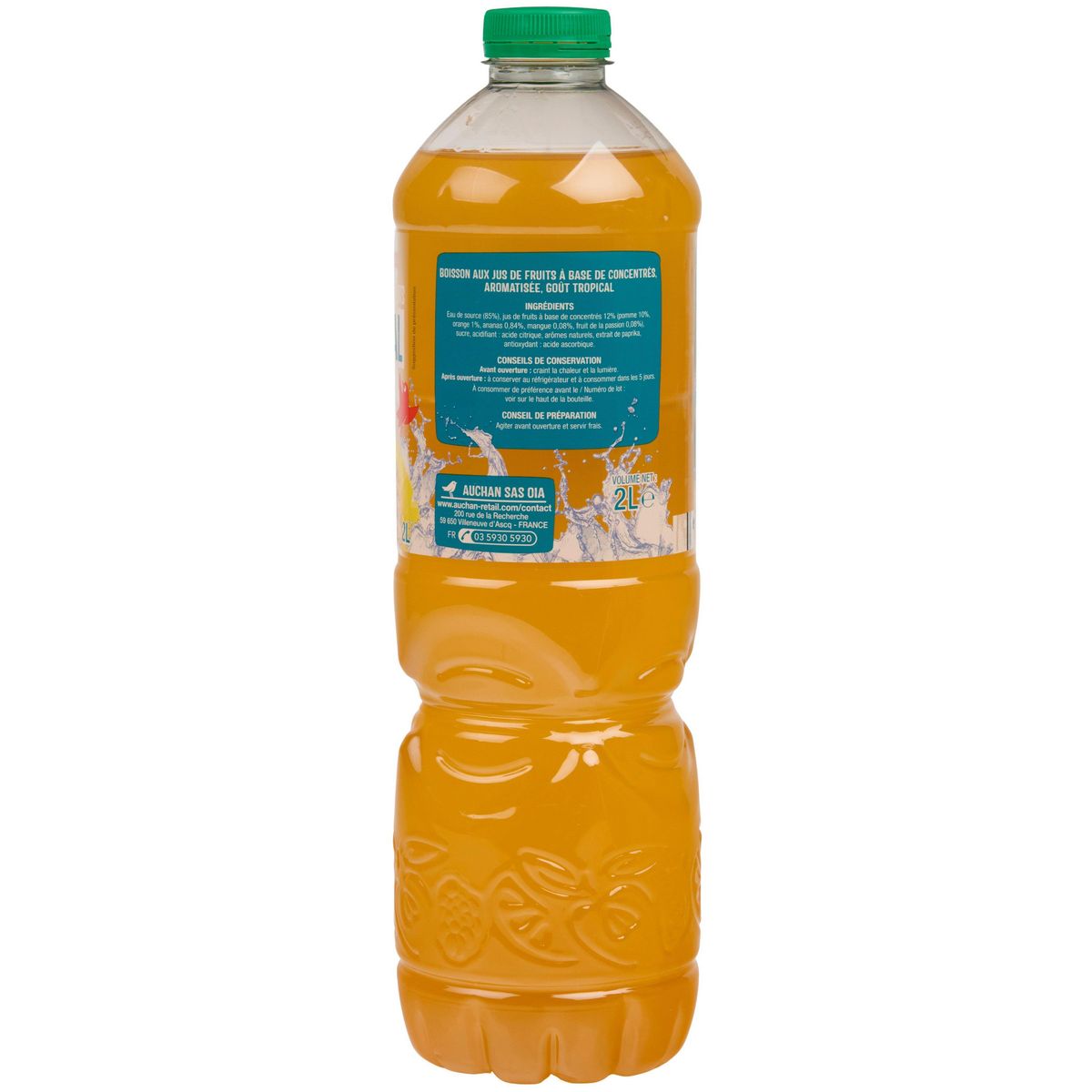 AUCHAN Boisson au jus de fruits goût tropical 2l