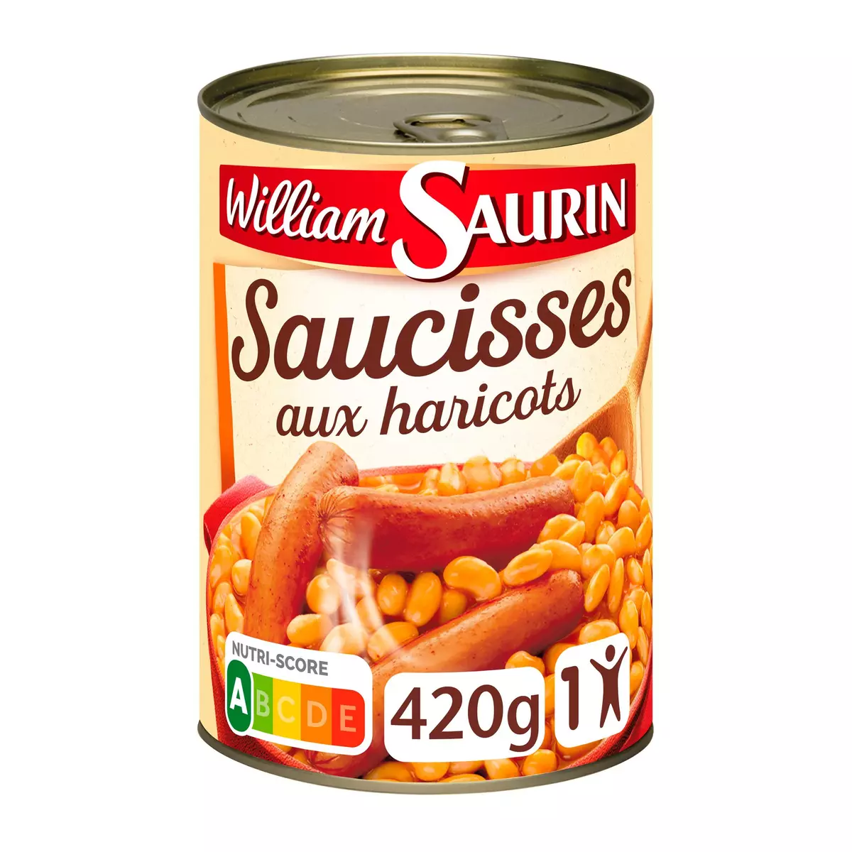 WILLIAM SAURIN Saucisses aux haricots 1 personne 420g