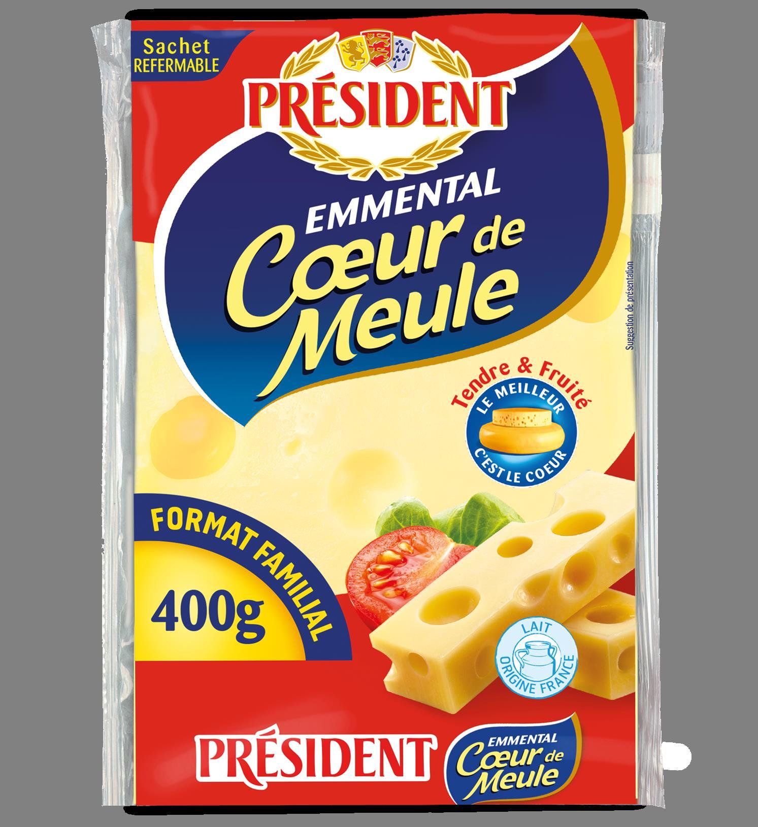 Voir la diapositive 2 : PRESIDENT Emmental cœur de meule 400g