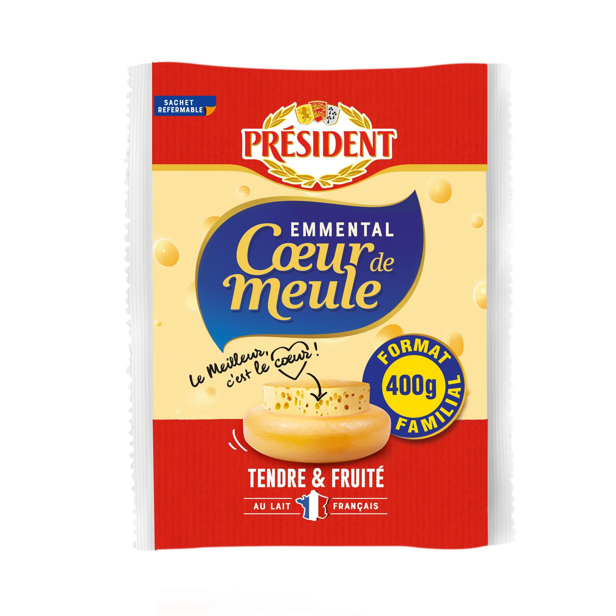 Voir la diapositive 3 : PRESIDENT Emmental cœur de meule 400g
