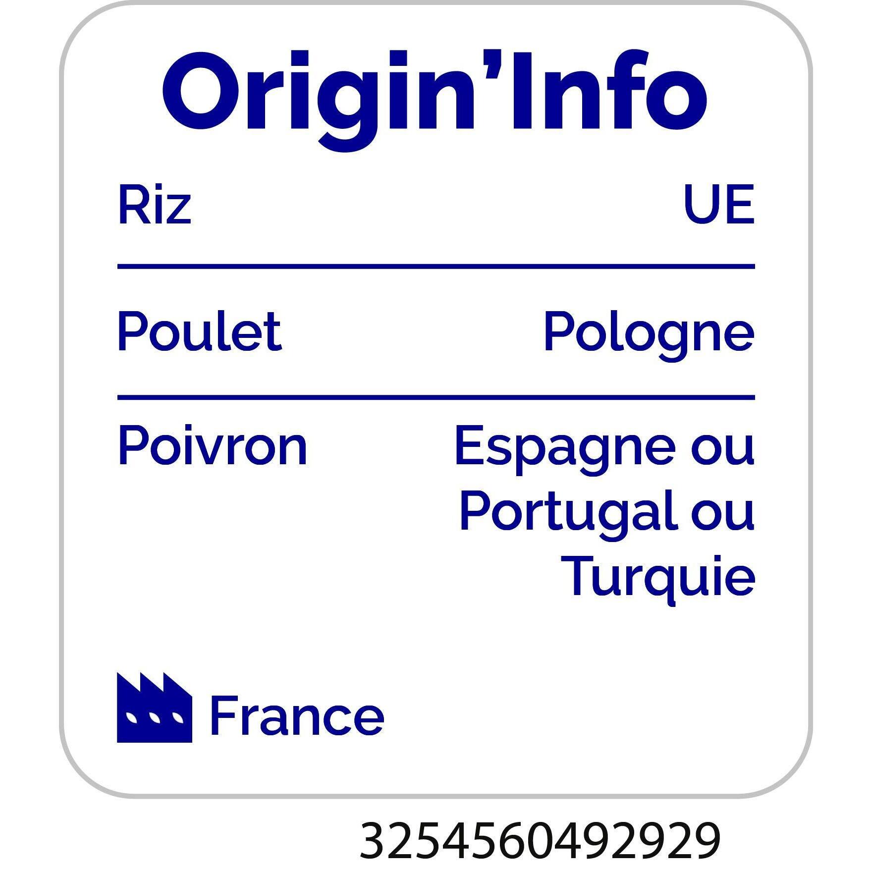 Voir la diapositive 2 : AUCHAN Poulet basquaise et riz 3 portions 900g
