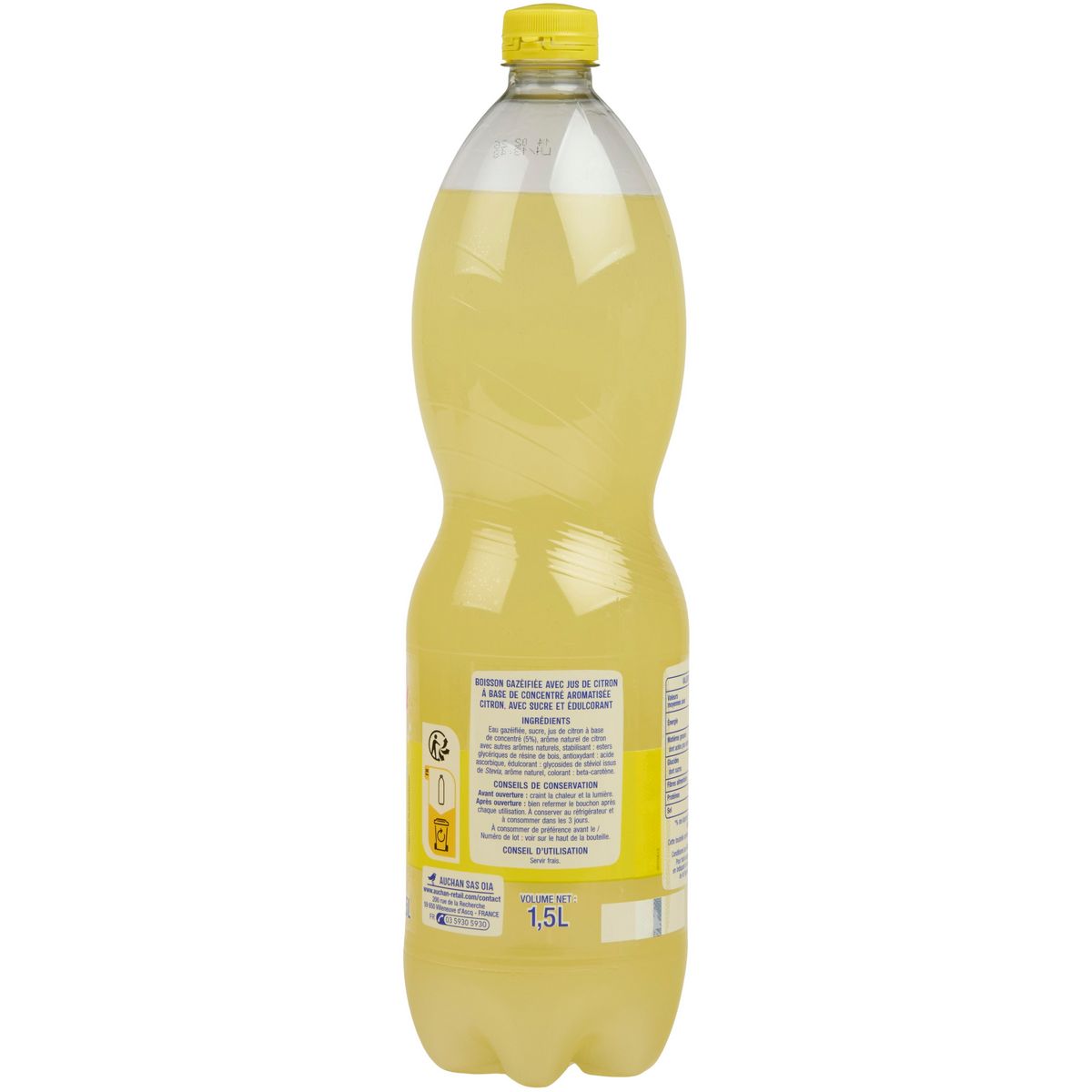 AUCHAN Soda citron sans conservateur 1,5l