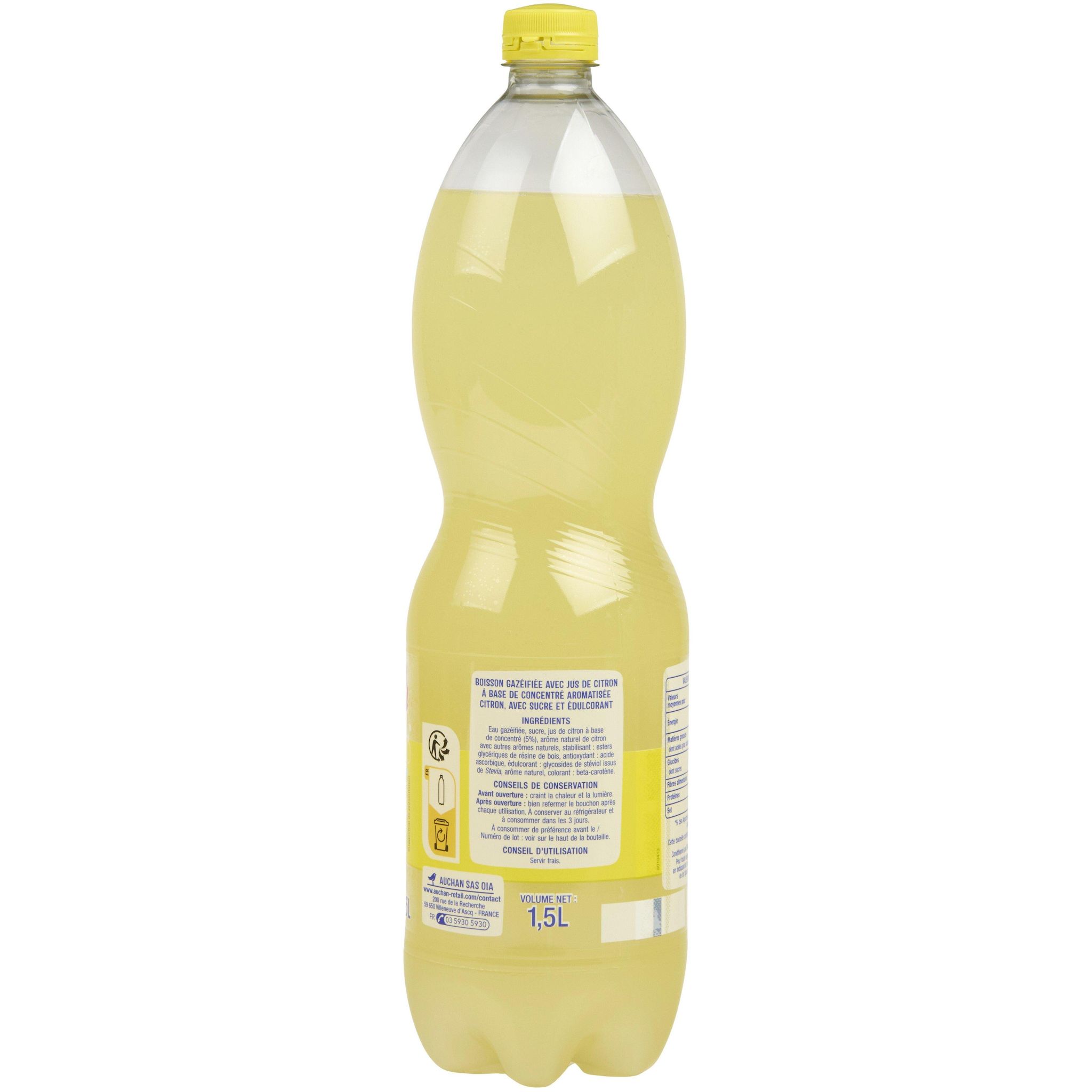Voir la diapositive 3 : AUCHAN Soda citron sans conservateur 1,5l