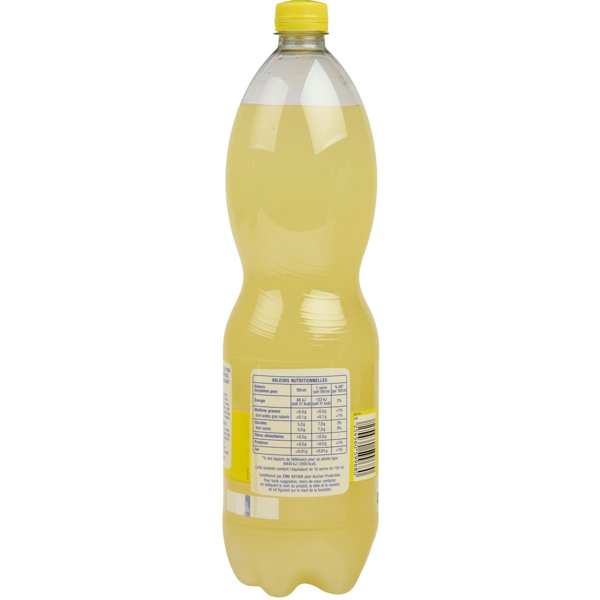 AUCHAN Soda citron sans conservateur 1,5l