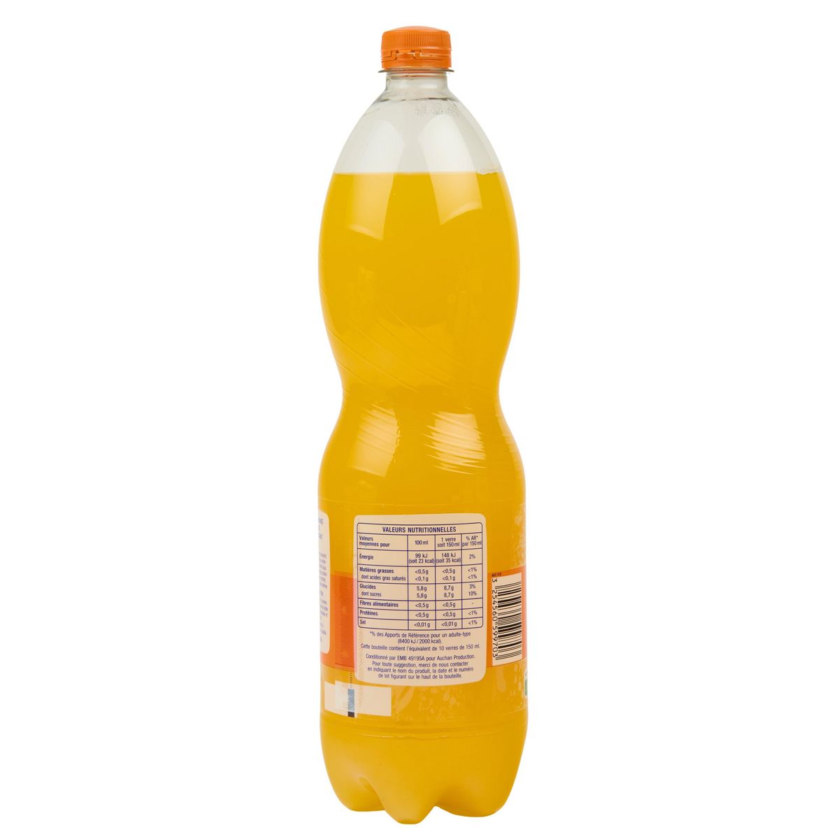 AUCHAN Soda goût orange sans conservateur 1,5l