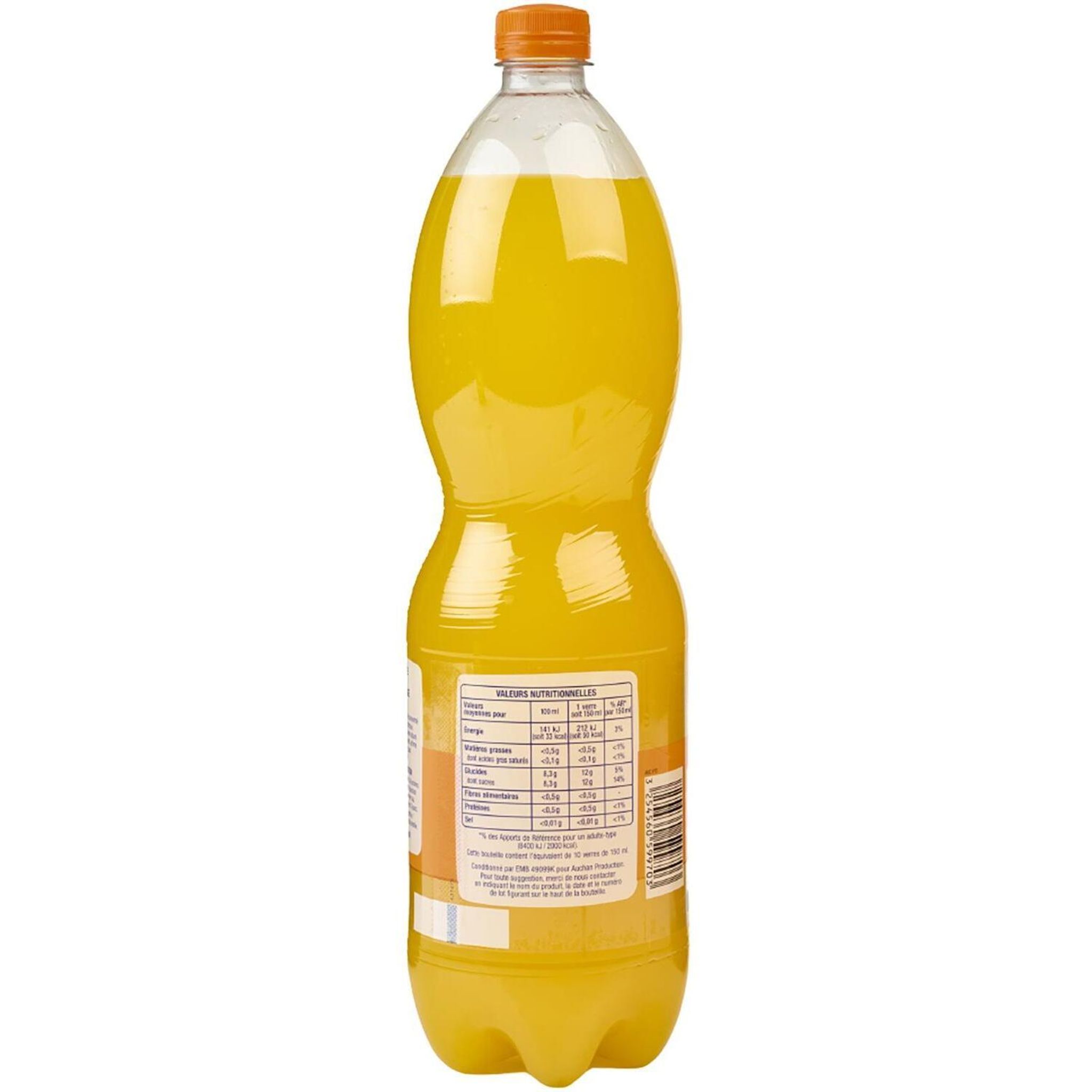 Voir la diapositive 2 : AUCHAN Soda goût orange sans conservateur 1,5l