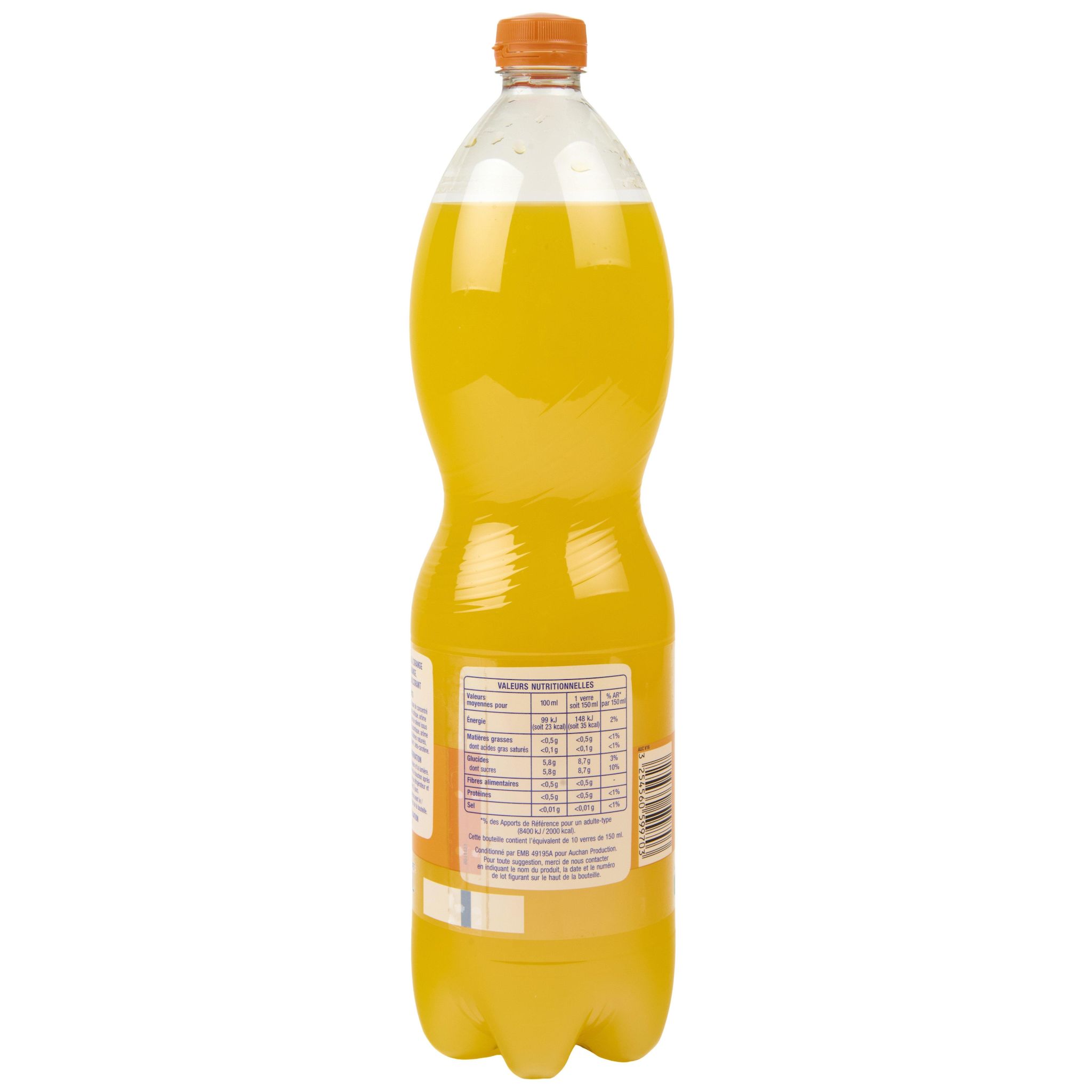 Voir la diapositive 4 : AUCHAN Soda goût orange sans conservateur 1,5l