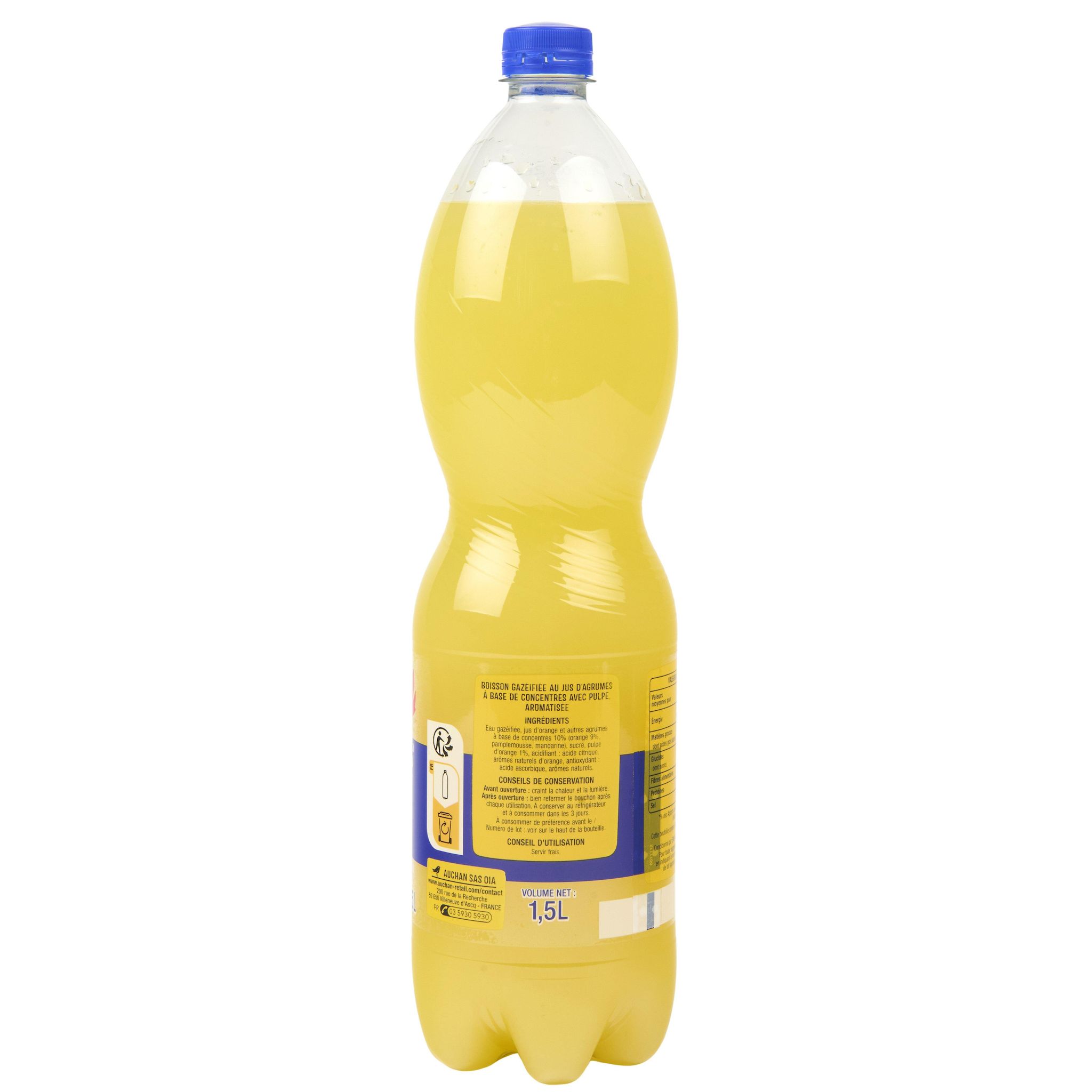 Voir la diapositive 2 : AUCHAN Boisson pulpée orange sans conservateur 1,5l
