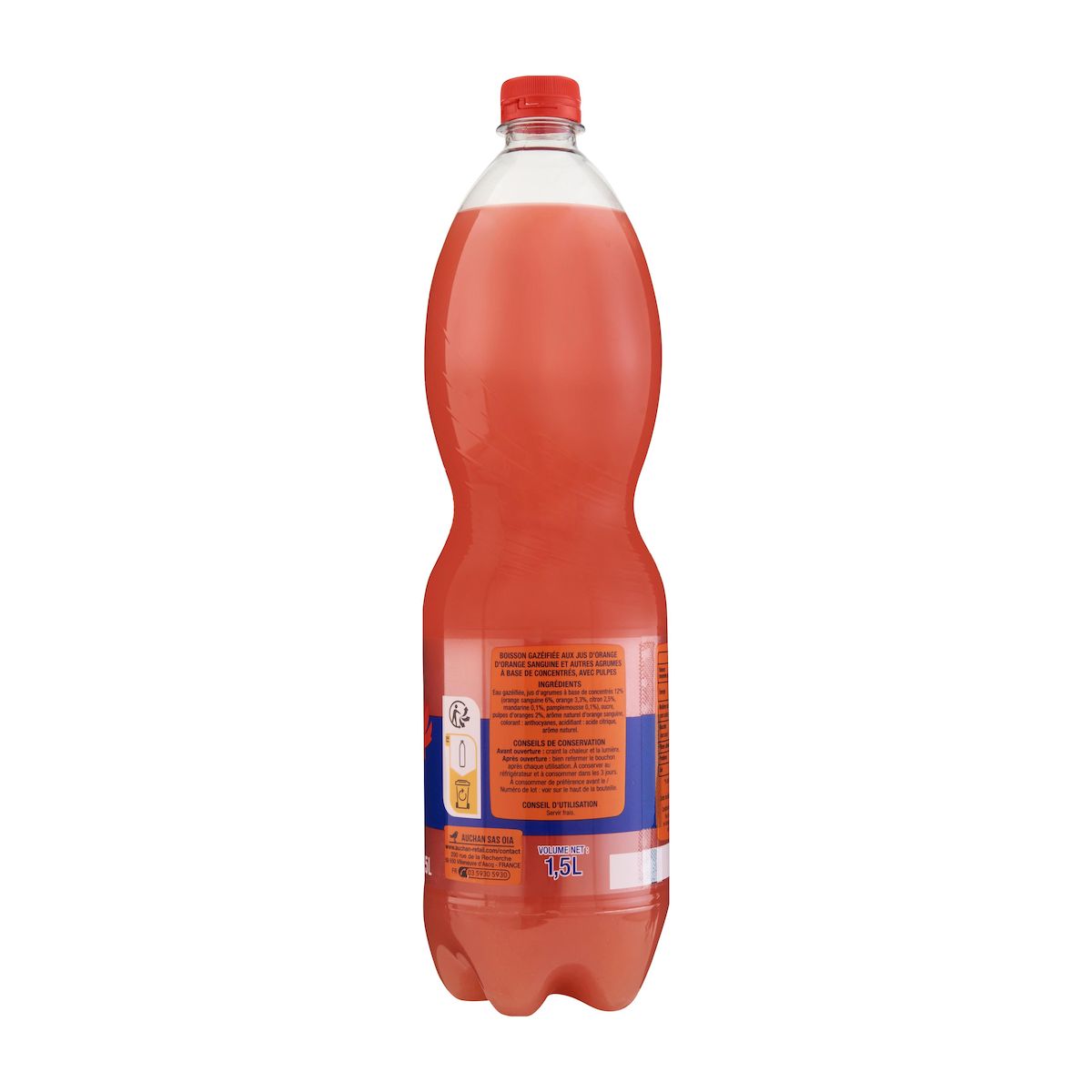 AUCHAN Boisson à la pulpe d'orange sanguine 1,5l