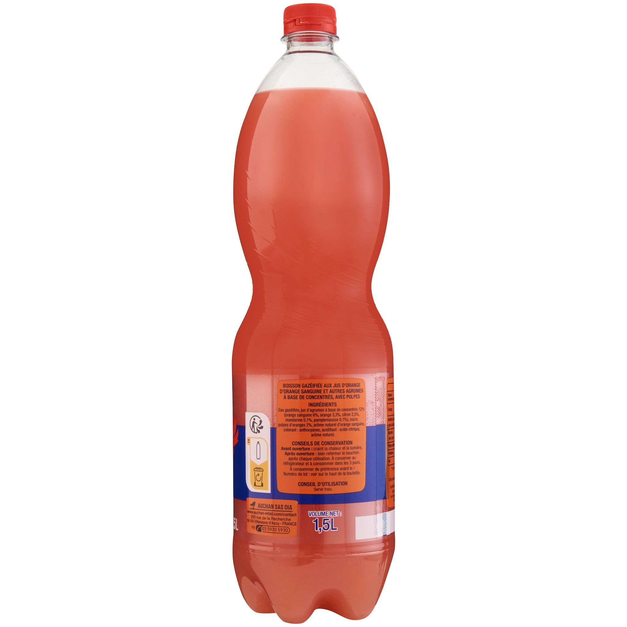 Voir la diapositive 4 : AUCHAN Boisson à la pulpe d'orange sanguine 1,5l