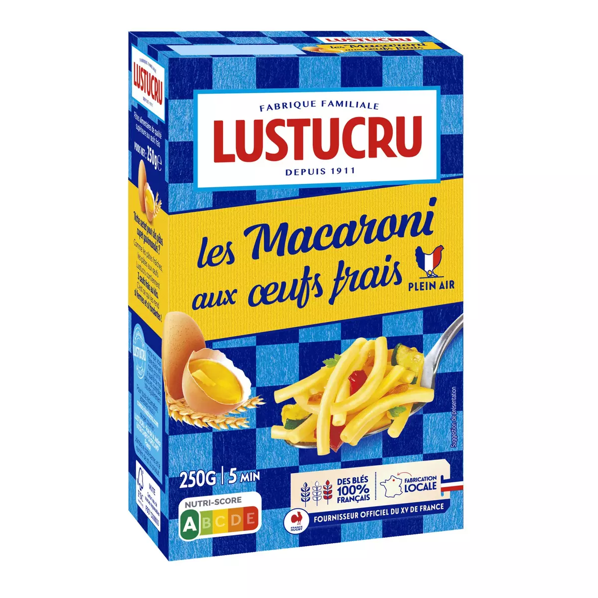 LUSTUCRU Macaroni aux œufs frais 250g