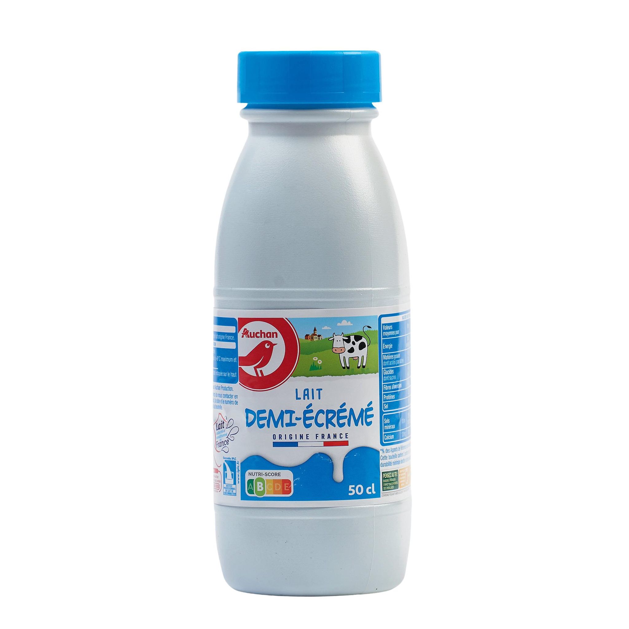 Voir la diapositive 2 : AUCHAN Lait demi-écrémé UHT 50cl