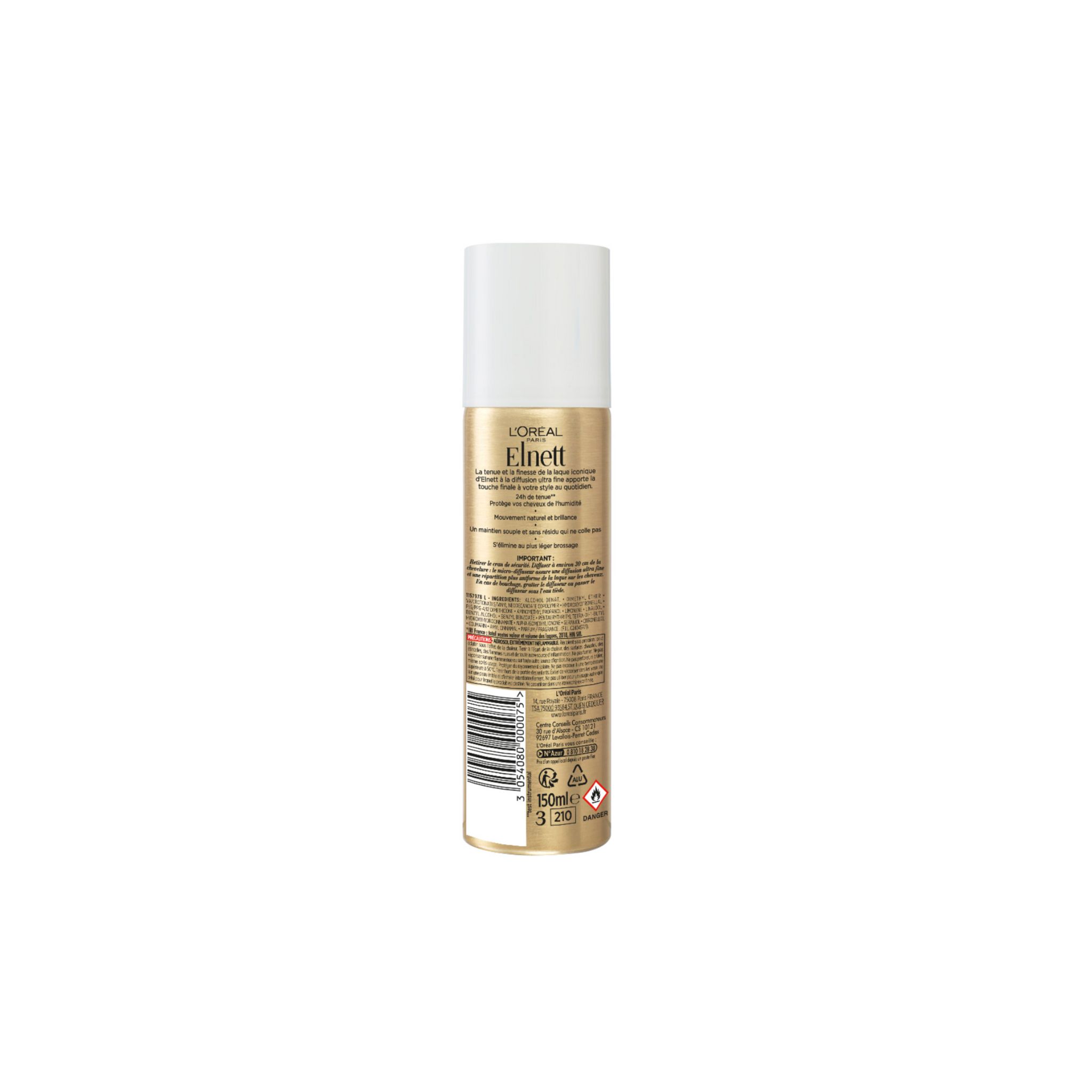 Voir la diapositive 2 : L'OREAL Elnett Satin laque fixation normale 150ml