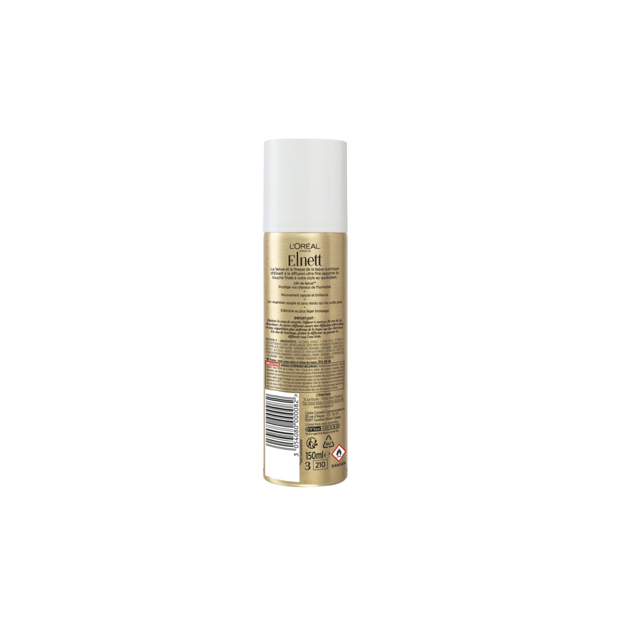 Voir la diapositive 2 : L'OREAL Elnett Satin laque fixation forte 150ml