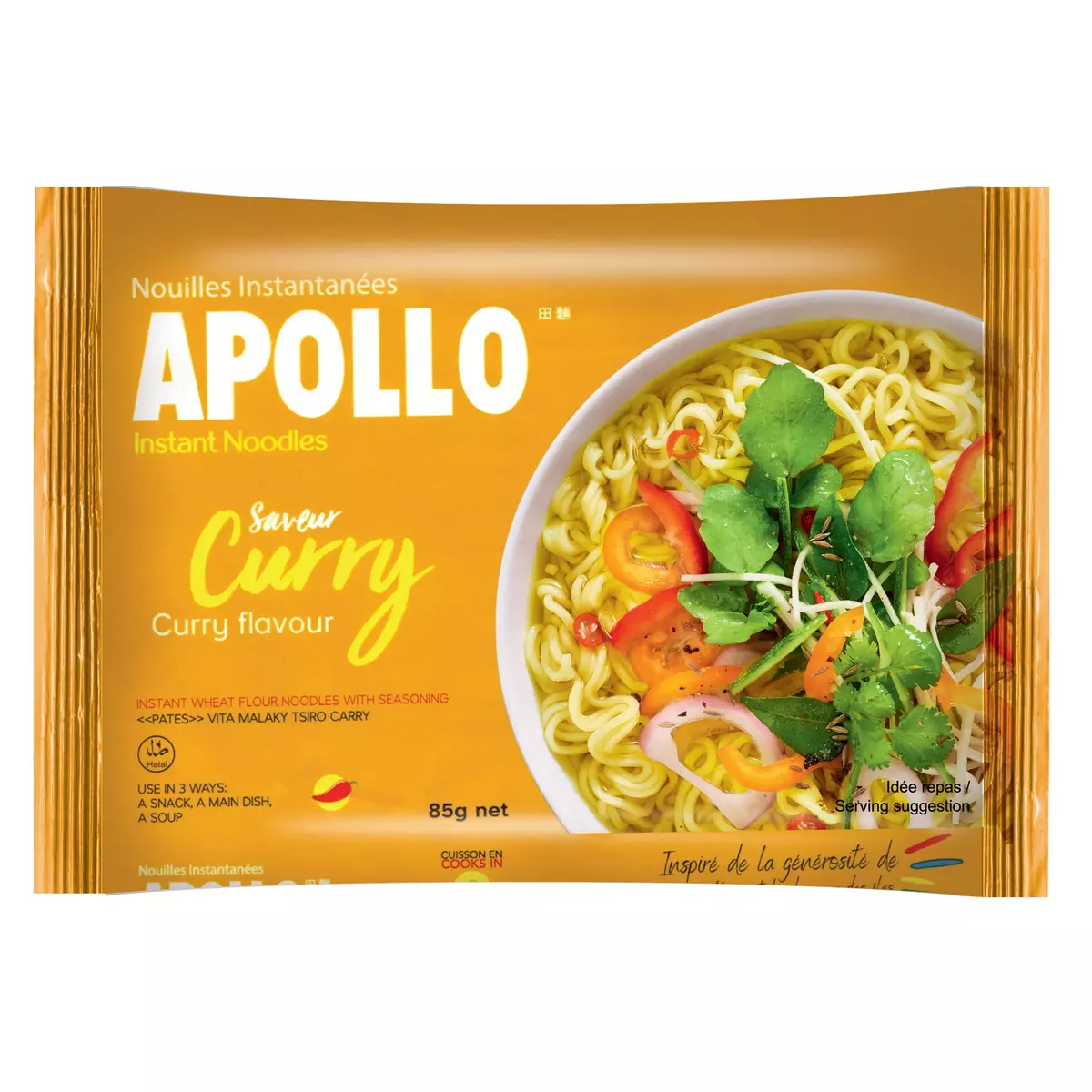 APOLLO Nouilles instantanées saveur curry sachet 85g
